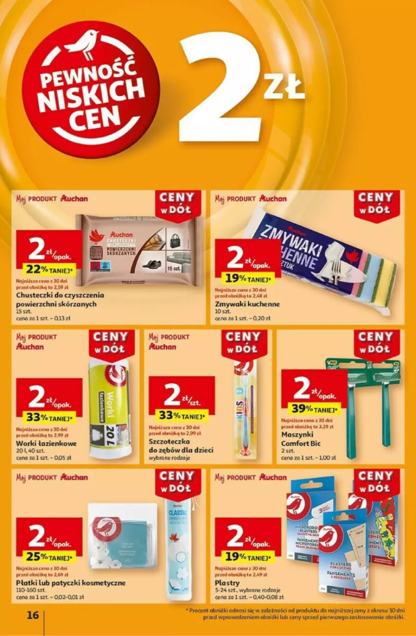 Gazetka promocyjna Auchan - ważna 02.01 do 08.01.2025 - strona 10 - produkty: BIC, Chusteczki, Chusteczki do czyszczenia, Dzieci, Patyczki kosmetyczne, Szczoteczka, Szczoteczka do zębów, Zmywaki kuchenne