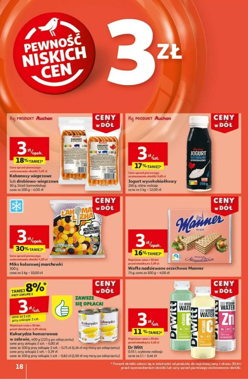 Gazetka promocyjna Auchan - ważna 02.01 do 08.01.2025 - strona 13 - produkty: Fa, Jogurt, Kabanos, Kukurydza, Kukurydza konserwowa, Piwa, Ser, Sok, Wafle