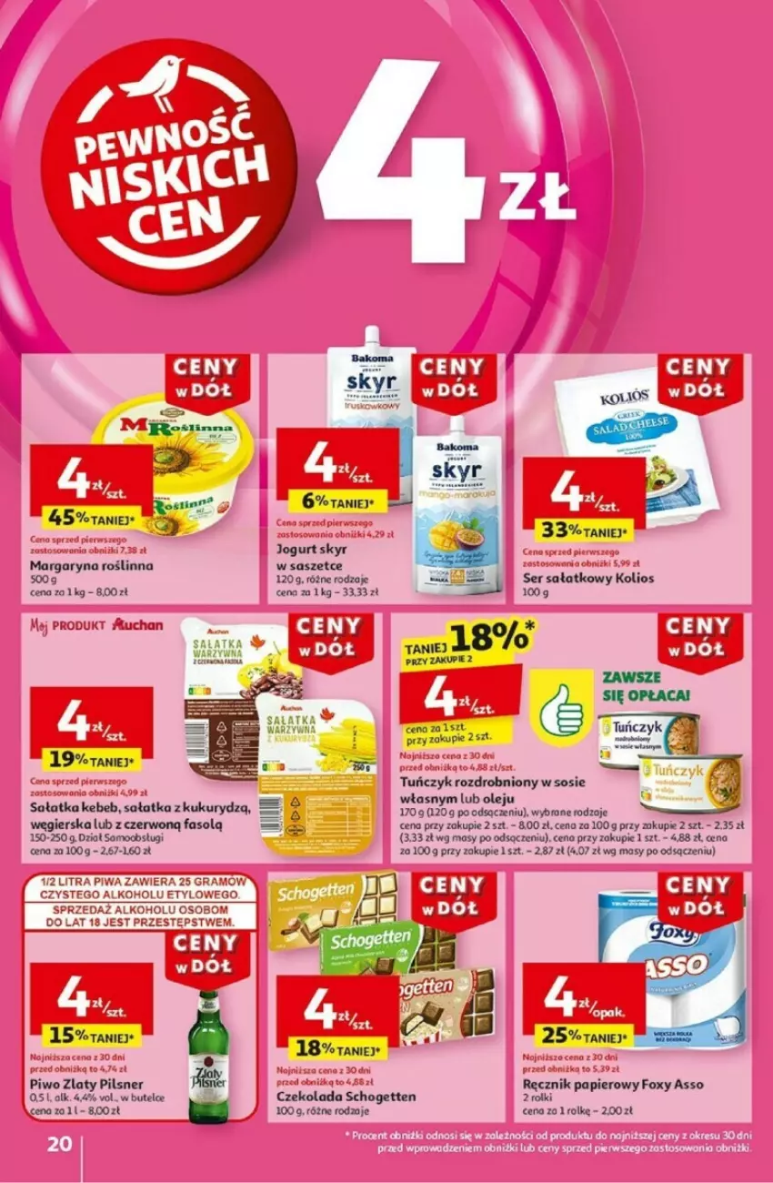 Gazetka promocyjna Auchan - ważna 02.01 do 08.01.2025 - strona 15 - produkty: Czekolada, Fa, Gra, Jogurt, LANA, Margaryna, Olej, Papier, Piwa, Piwo, Sałat, Sałatka, Schogetten, Ser, Sos, Tuńczyk