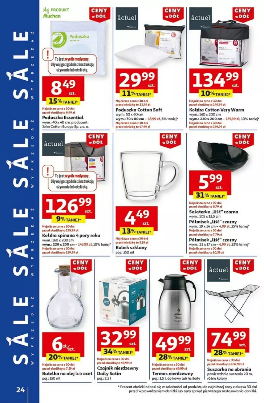 Gazetka promocyjna Auchan - ważna 02.01 do 08.01.2025 - strona 19 - produkty: Czajnik, Fa, Kołdra, Kubek, Ocet, Olej, Poduszka, Sati, Suszarka, Ubrania