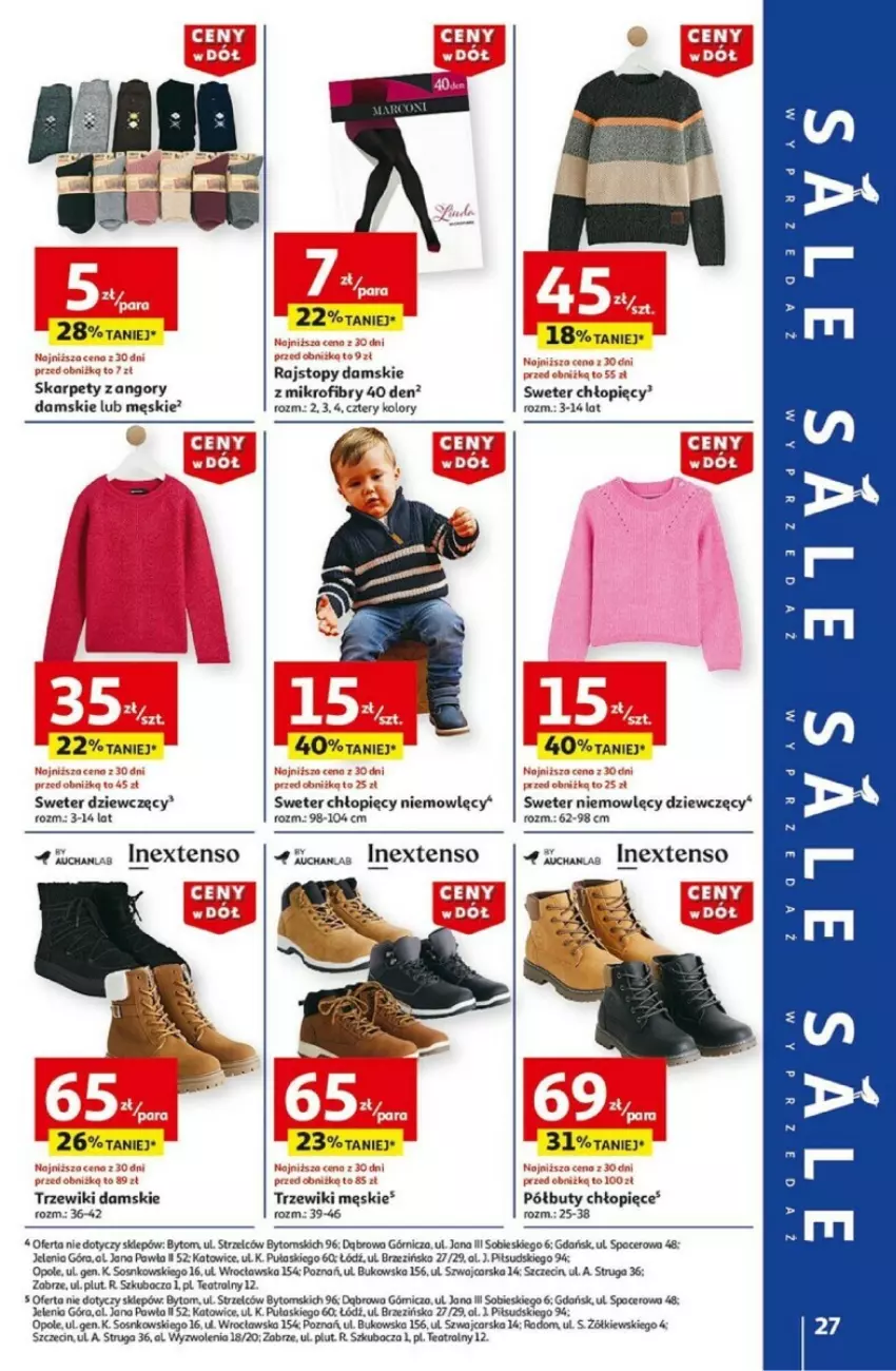 Gazetka promocyjna Auchan - ważna 02.01 do 08.01.2025 - strona 22 - produkty: Acer, Buty, Cars, Karp, Półbuty, Rajstopy, Sos, Sweter, Top