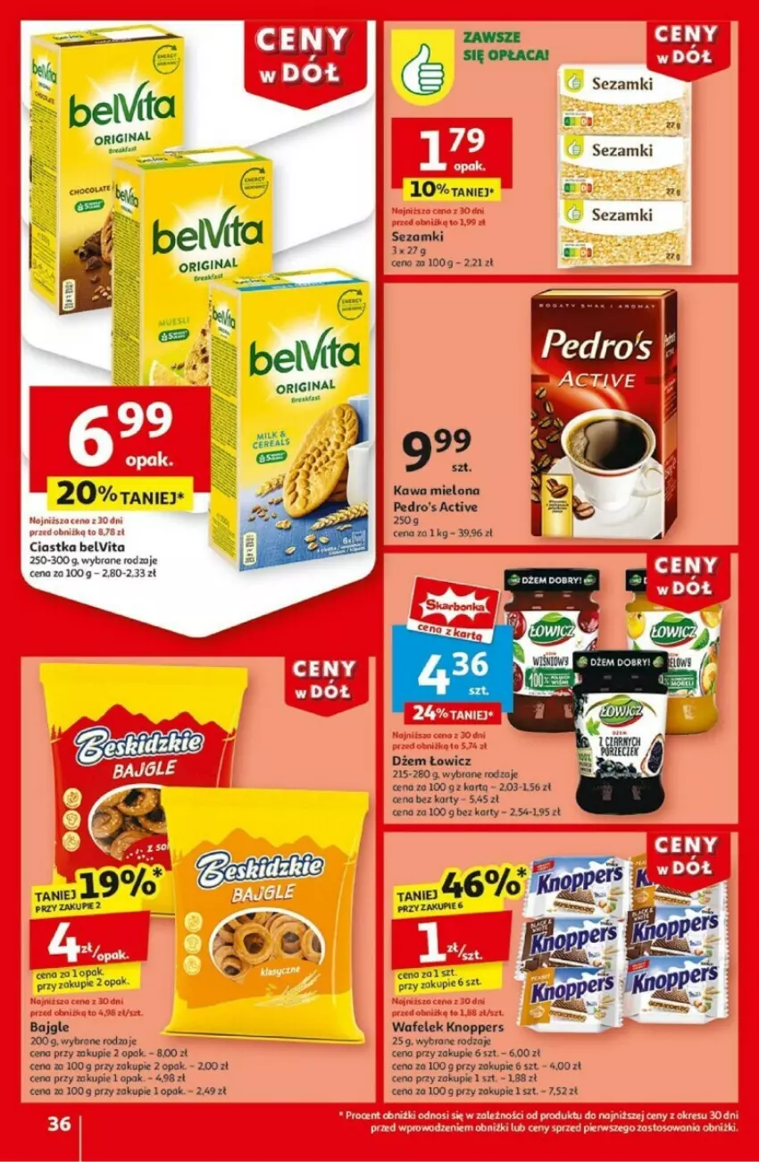 Gazetka promocyjna Auchan - ważna 02.01 do 08.01.2025 - strona 32 - produkty: Bajgle, BelVita, Ciastka, Dżem, Fa, Kawa, Kawa mielona, Knoppers, Sezam, Wafelek