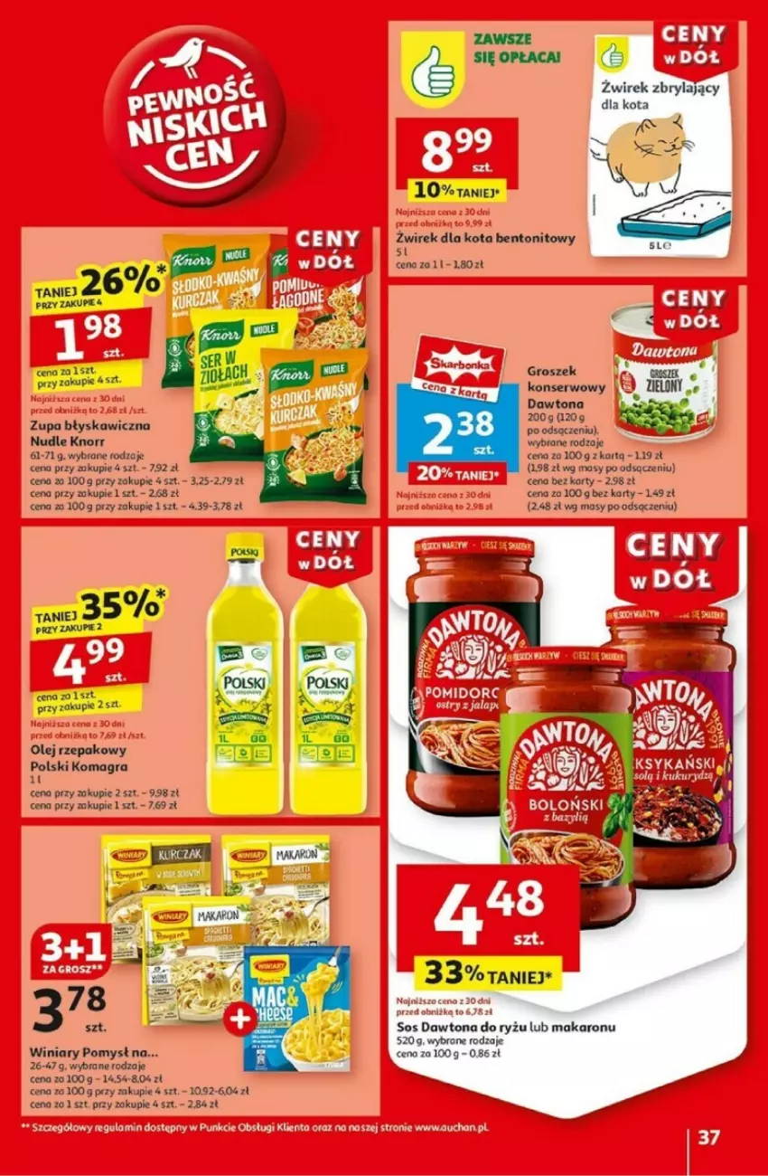 Gazetka promocyjna Auchan - ważna 02.01 do 08.01.2025 - strona 33 - produkty: Dawtona, Fa, Gra, Groszek, Knorr, Makaron, Olej, Olej rzepakowy, Ryż, Ser, Sos, Winiary, Zupa