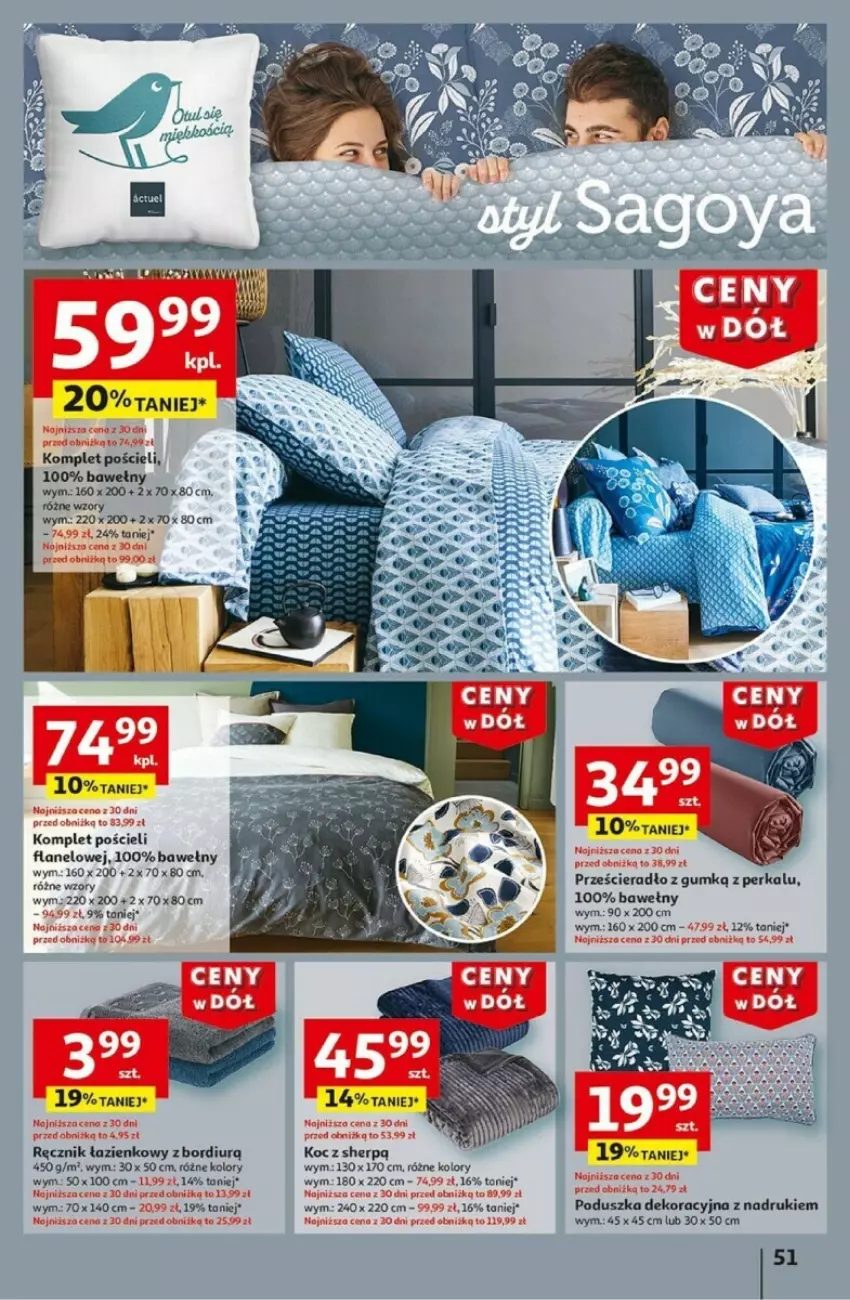 Gazetka promocyjna Auchan - ważna 02.01 do 08.01.2025 - strona 55 - produkty: Koc, Komplet pościeli, Poduszka, Poduszka dekoracyjna, Pościel, Ręcznik