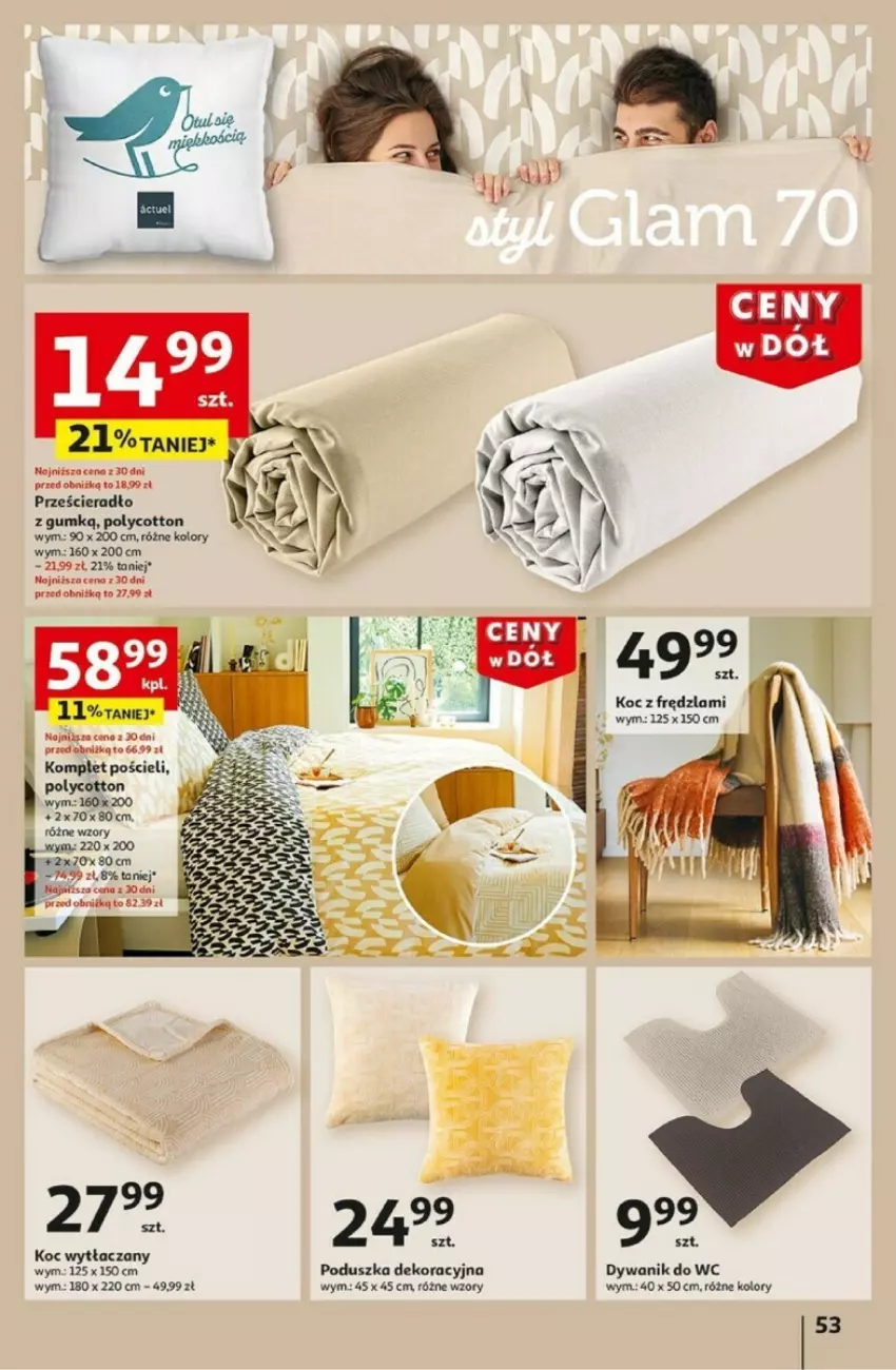 Gazetka promocyjna Auchan - ważna 02.01 do 08.01.2025 - strona 58 - produkty: Dywan, Dywanik, Koc, Komplet pościeli, Poduszka, Poduszka dekoracyjna, Pościel, Prześcieradło