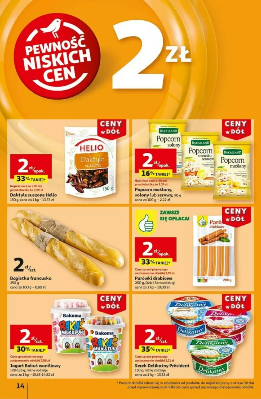 Gazetka promocyjna Auchan - ważna 02.01 do 08.01.2025 - strona 8 - produkty: Bagietka, Daktyle, Helio, Jogurt, Parówki, Popcorn, Ser, Serek