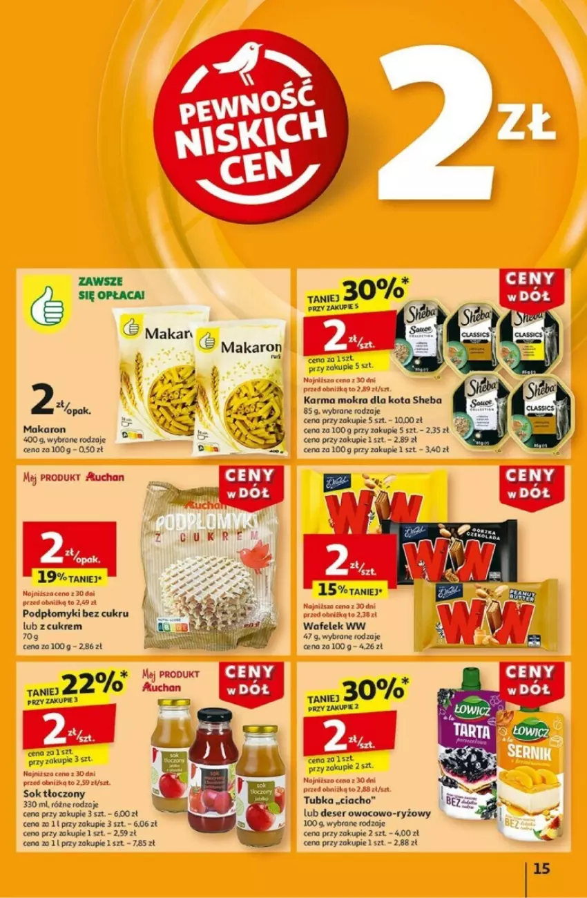 Gazetka promocyjna Auchan - ważna 02.01 do 08.01.2025 - strona 9 - produkty: Deser, Makaron, Ryż, Ser, Sheba, Sok, Wafelek