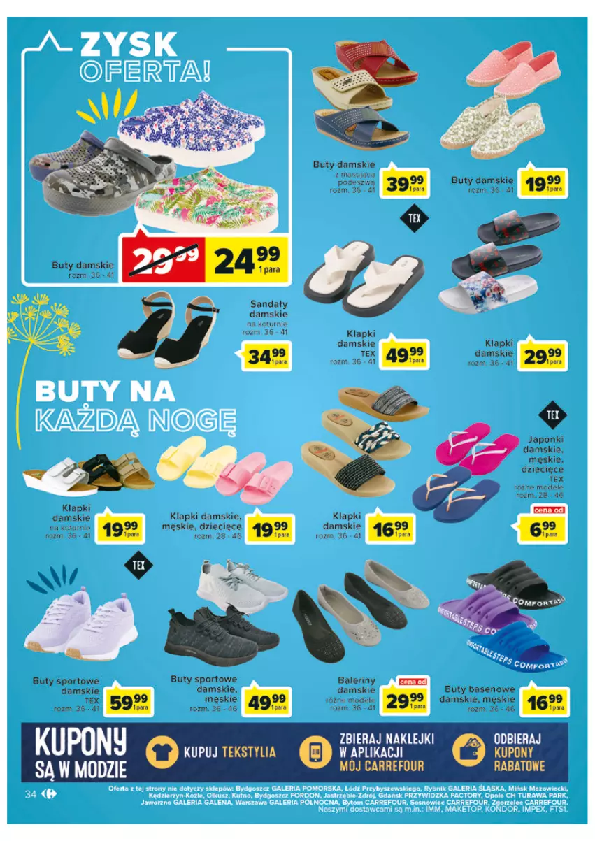 Gazetka promocyjna Carrefour - Gazetka Carrefour - ważna 31.05 do 11.06.2022 - strona 34 - produkty: Baleriny, Buty, Dzieci, Klapki, Klej, Por, Sandał, Sport