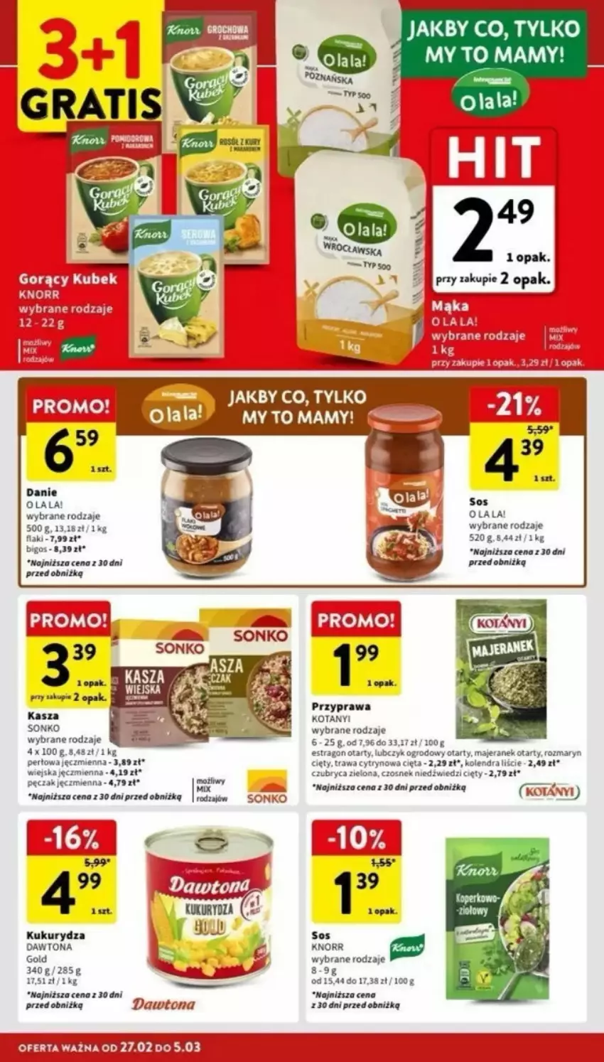 Gazetka promocyjna Intermarche - ważna 27.02 do 08.03.2025 - strona 19 - produkty: Bigos, Czosnek, Dawtona, Fa, Flaki, Kasza, Knorr, Kolendra, Kubek, Kukurydza, Sonko, Sos