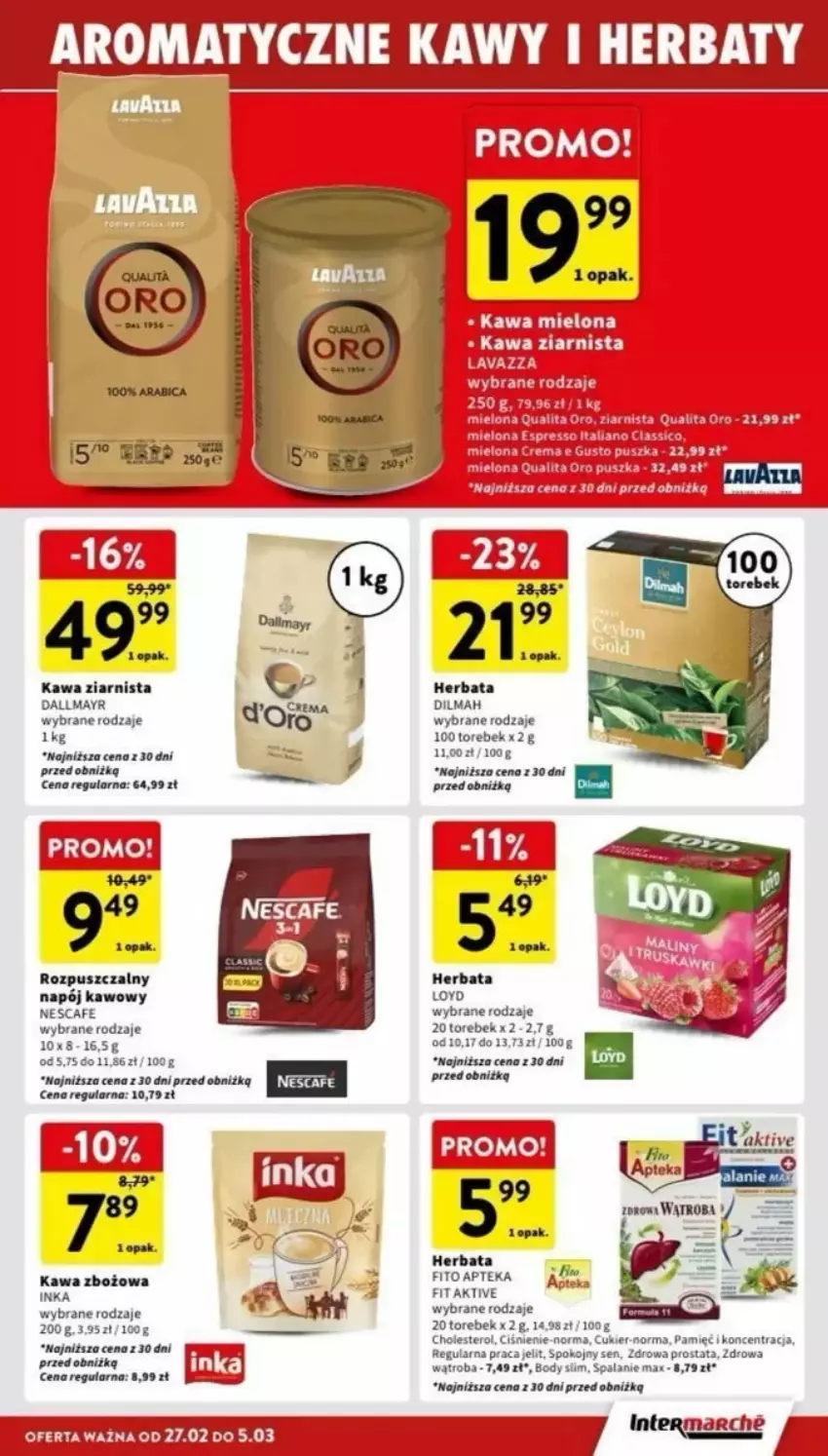 Gazetka promocyjna Intermarche - ważna 27.02 do 08.03.2025 - strona 22 - produkty: Apteka, Body, Cukier, Dallmayr, Dilmah, Fa, Herbata, Inka, Kawa, Kawa ziarnista, Loyd, Napój, Tera