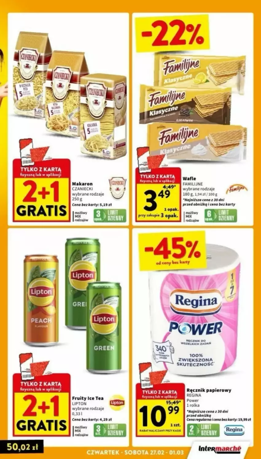 Gazetka promocyjna Intermarche - ważna 27.02 do 08.03.2025 - strona 23 - produkty: Fa, Gin, Gra, Ice tea, Makaron, Papier, Ręcznik, Wafle