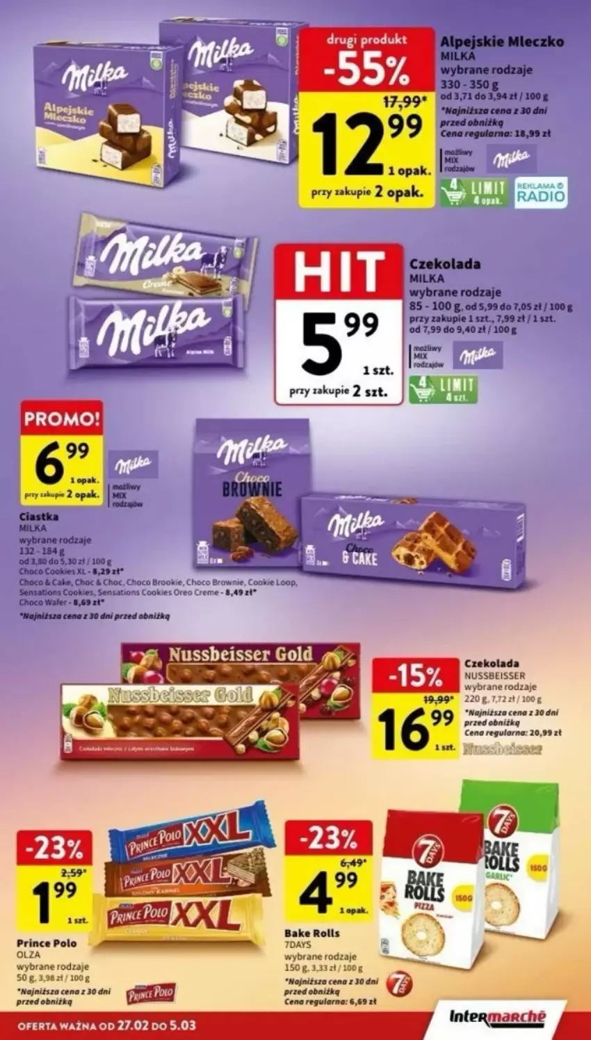 Gazetka promocyjna Intermarche - ważna 27.02 do 08.03.2025 - strona 25 - produkty: Bake Rolls, Ciastka, Czekolada, Milka, Mleczko, Oreo, Prince Polo