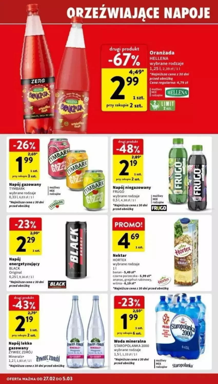 Gazetka promocyjna Intermarche - ważna 27.02 do 08.03.2025 - strona 26 - produkty: Gin, Grejpfrut, Hortex, Lack, Napój, Nektar, Oranżada, Por, Rubin, Staropolanka, Woda, Woda mineralna