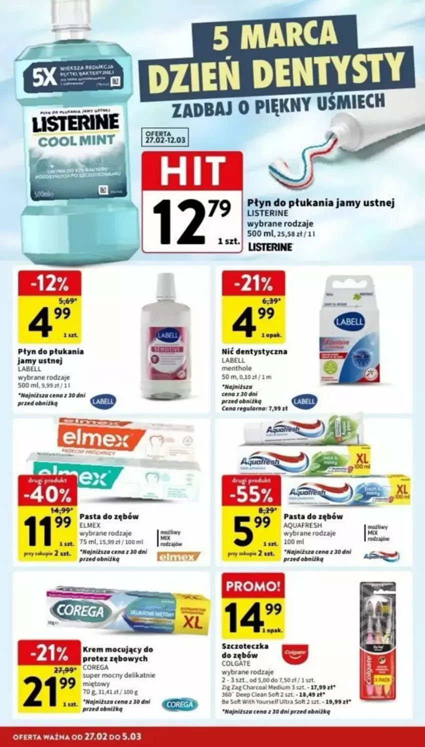 Gazetka promocyjna Intermarche - ważna 27.02 do 08.03.2025 - strona 32 - produkty: Aquafresh, Bell, Colgate, Corega, Elmex, Fa, LG, Listerine, Pasta do zębów, Płyn do płukania, Płyn do płukania jamy ustnej