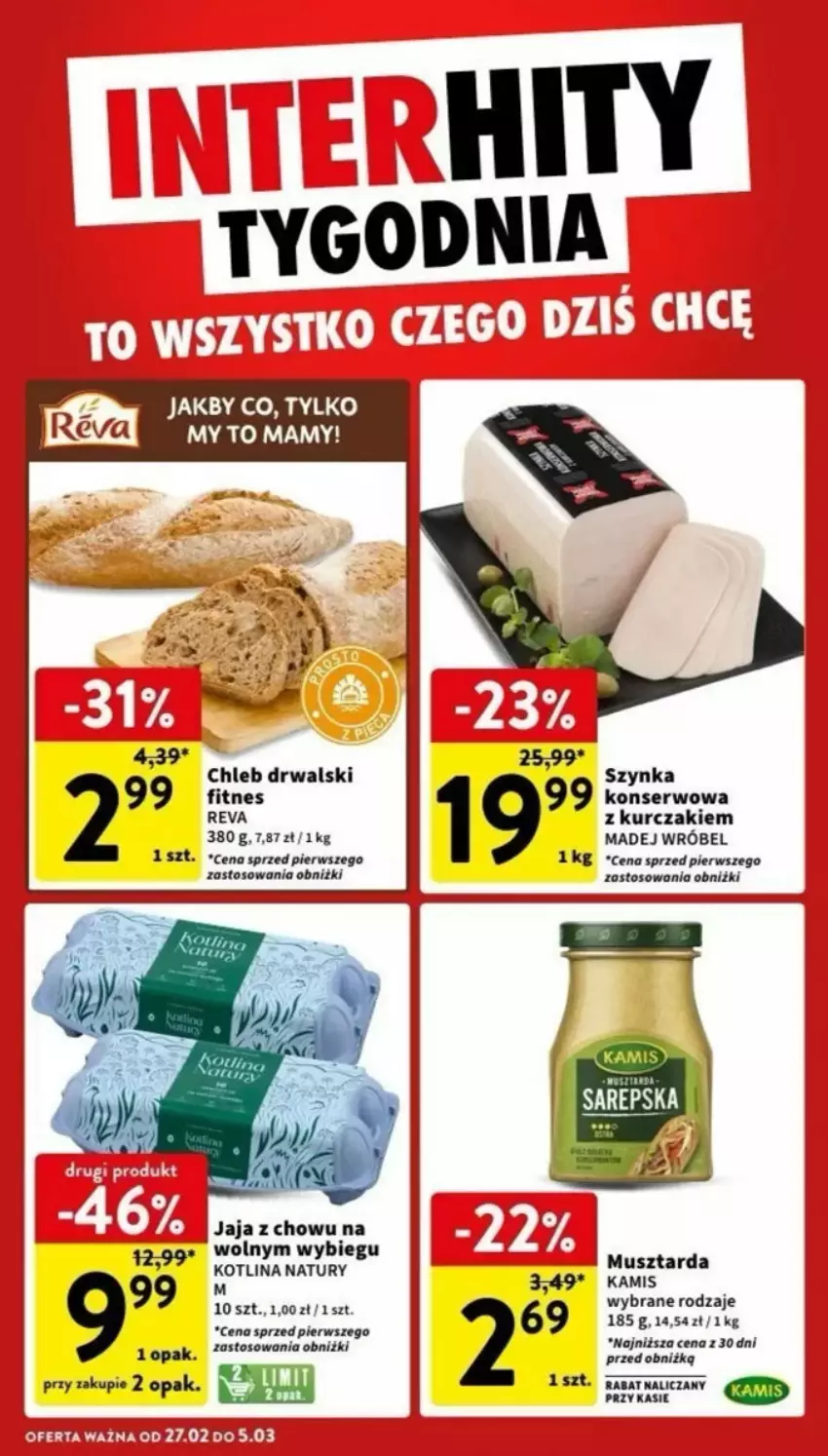 Gazetka promocyjna Intermarche - ważna 27.02 do 08.03.2025 - strona 34 - produkty: Chleb, Kamis, Kotlin, Kurczak, Madej Wróbel, Mus, Ser, Szynka