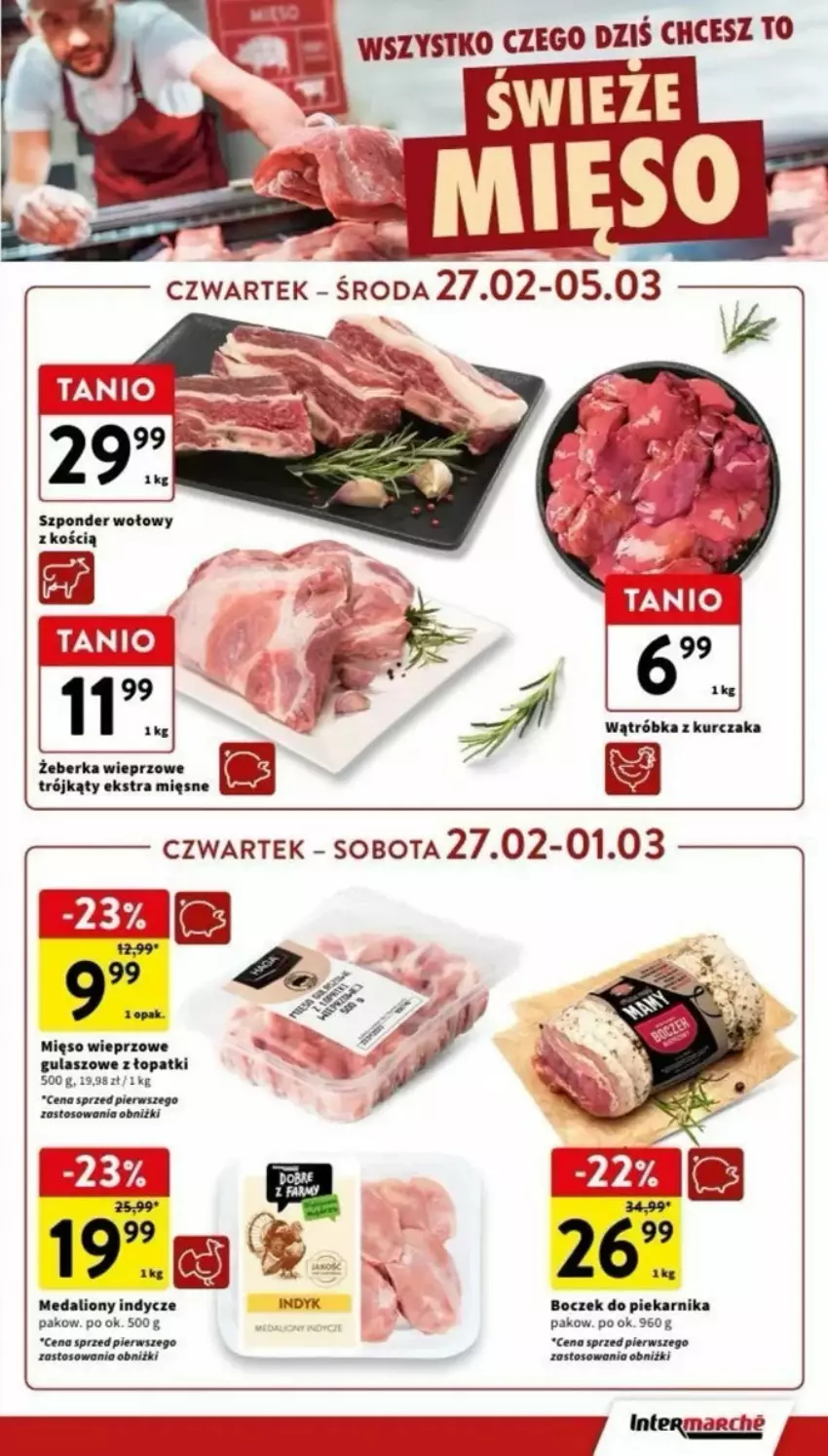 Gazetka promocyjna Intermarche - ważna 27.02 do 08.03.2025 - strona 7 - produkty: Boczek, Lion, Mięso, Mięso wieprzowe, Piekarnik, Szponder wołowy