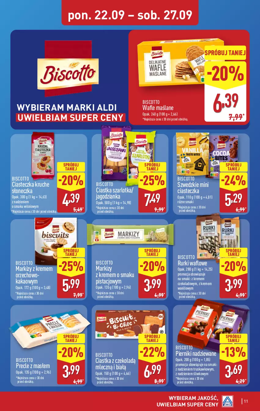 Gazetka promocyjna Aldi - Pełna oferta - ważna 22.09 do 27.09.2025 - strona 11 - produkty: Ciastka, Jagodzianka, Kakao, Piernik, Precle, Rurki, Szarlotka, Wafle