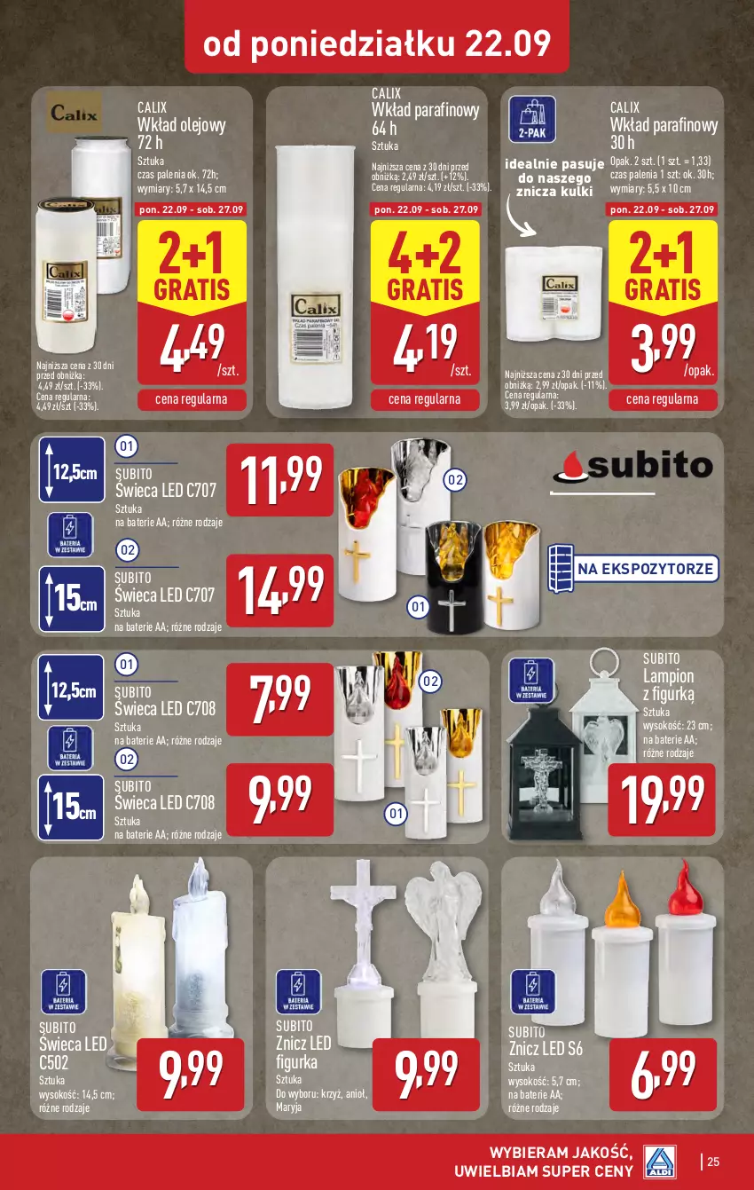Gazetka promocyjna Aldi - Pełna oferta - ważna 22.09 do 27.09.2025 - strona 25 - produkty: Gra, Lampion, O nas, Olej, Sok, Wkład olejowy, Znicz