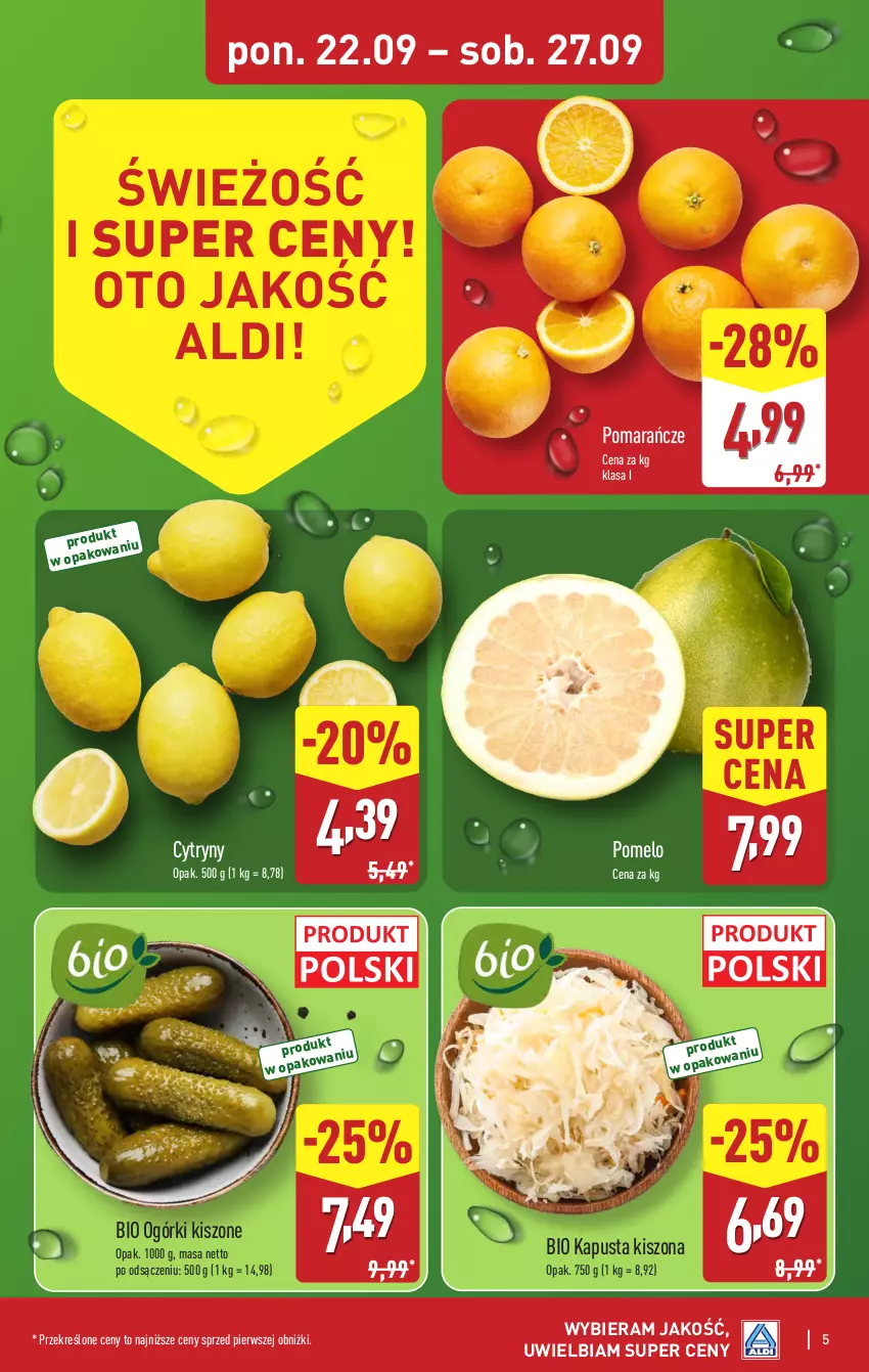 Gazetka promocyjna Aldi - Pełna oferta - ważna 22.09 do 27.09.2025 - strona 5 - produkty: Cytryny, Pomarańcze, Pomelo