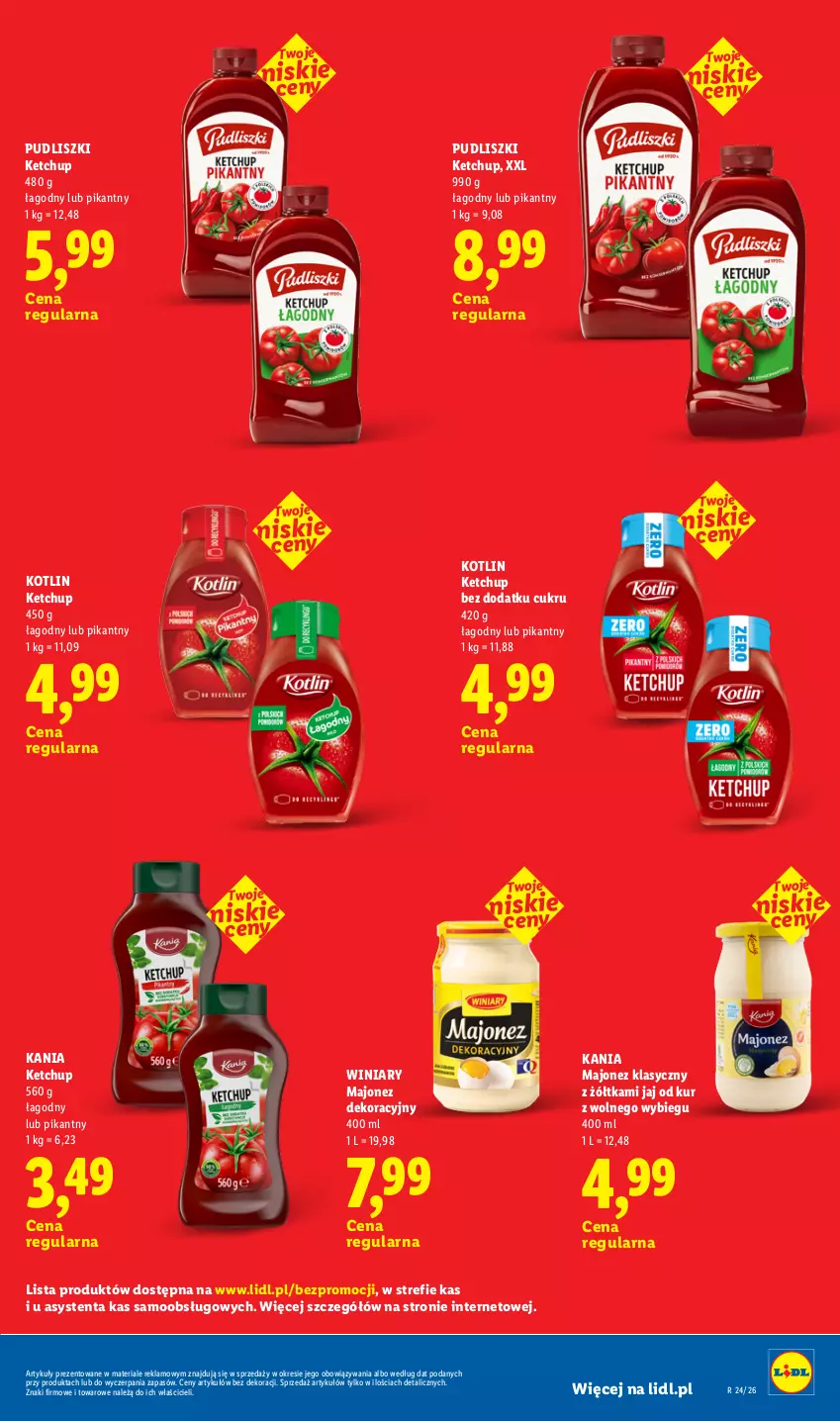 Gazetka promocyjna Lidl - Rewolucja cenowa! - ważna 16.09 do 30.09.2026 - strona 13 - produkty: Ketchup, Kotlin, Majonez, Pudliszki, Winiary