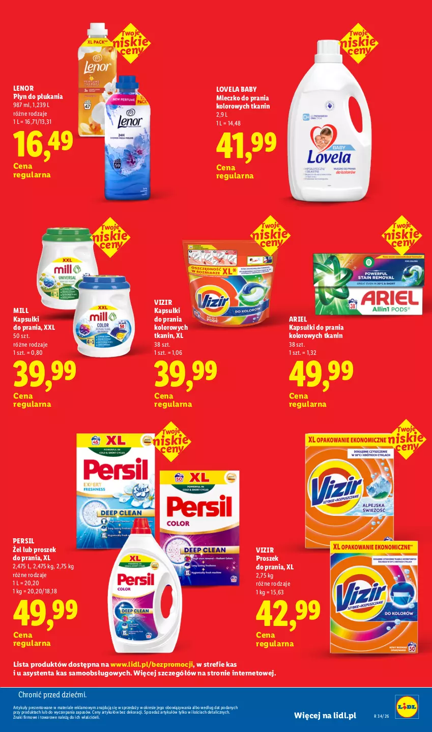 Gazetka promocyjna Lidl - Rewolucja cenowa! - ważna 16.09 do 30.09.2026 - strona 15 - produkty: Ariel, Kapsułki do prania, Lenor, Lovela, Mleczko, Mleczko do prania, Persil, Płyn do płukania, Proszek do prania, Vizir