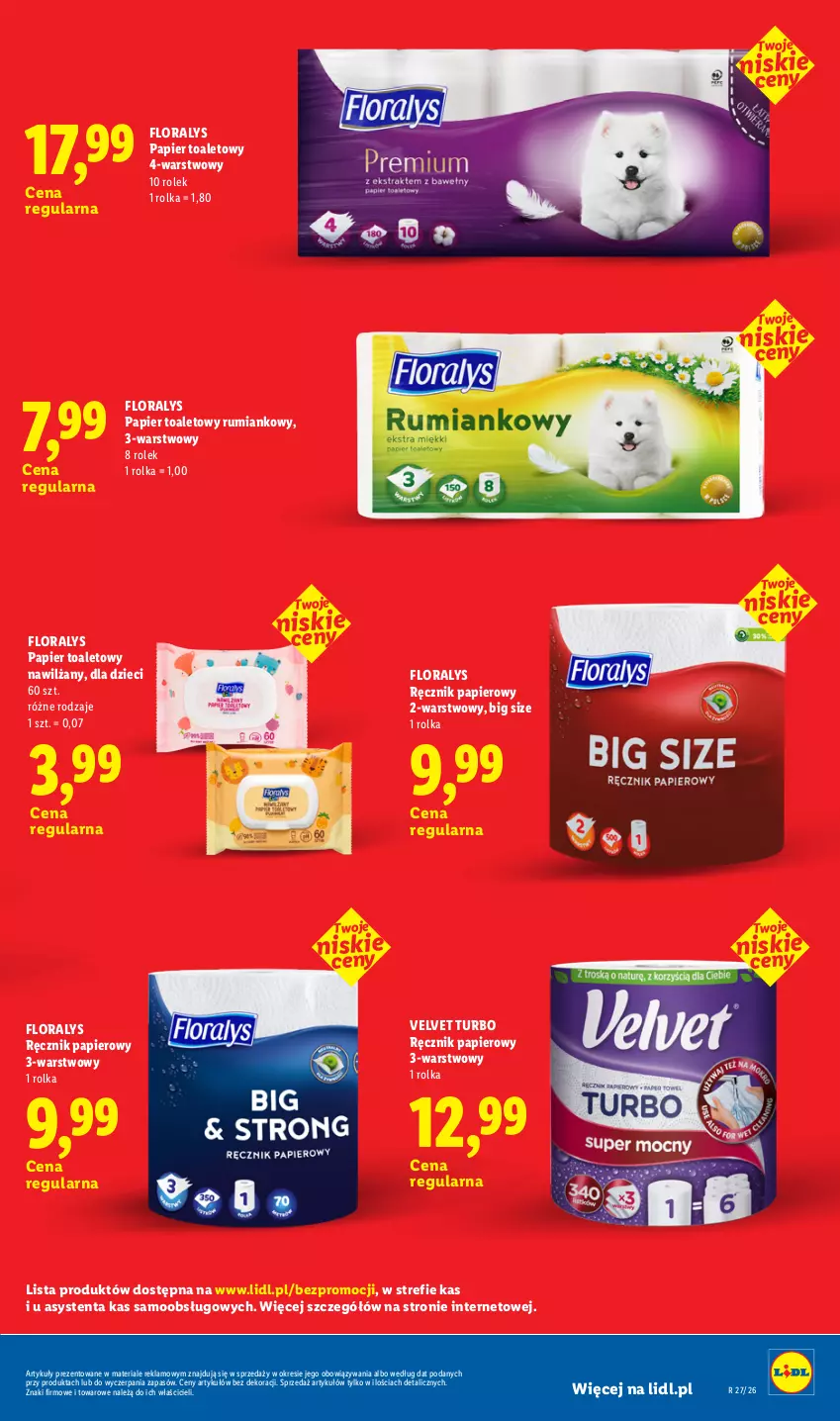 Gazetka promocyjna Lidl - Rewolucja cenowa! - ważna 16.09 do 30.09.2026 - strona 29 - produkty: Dzieci, Flora, Papier, Papier toaletowy, Ręcznik, Rum, Velvet