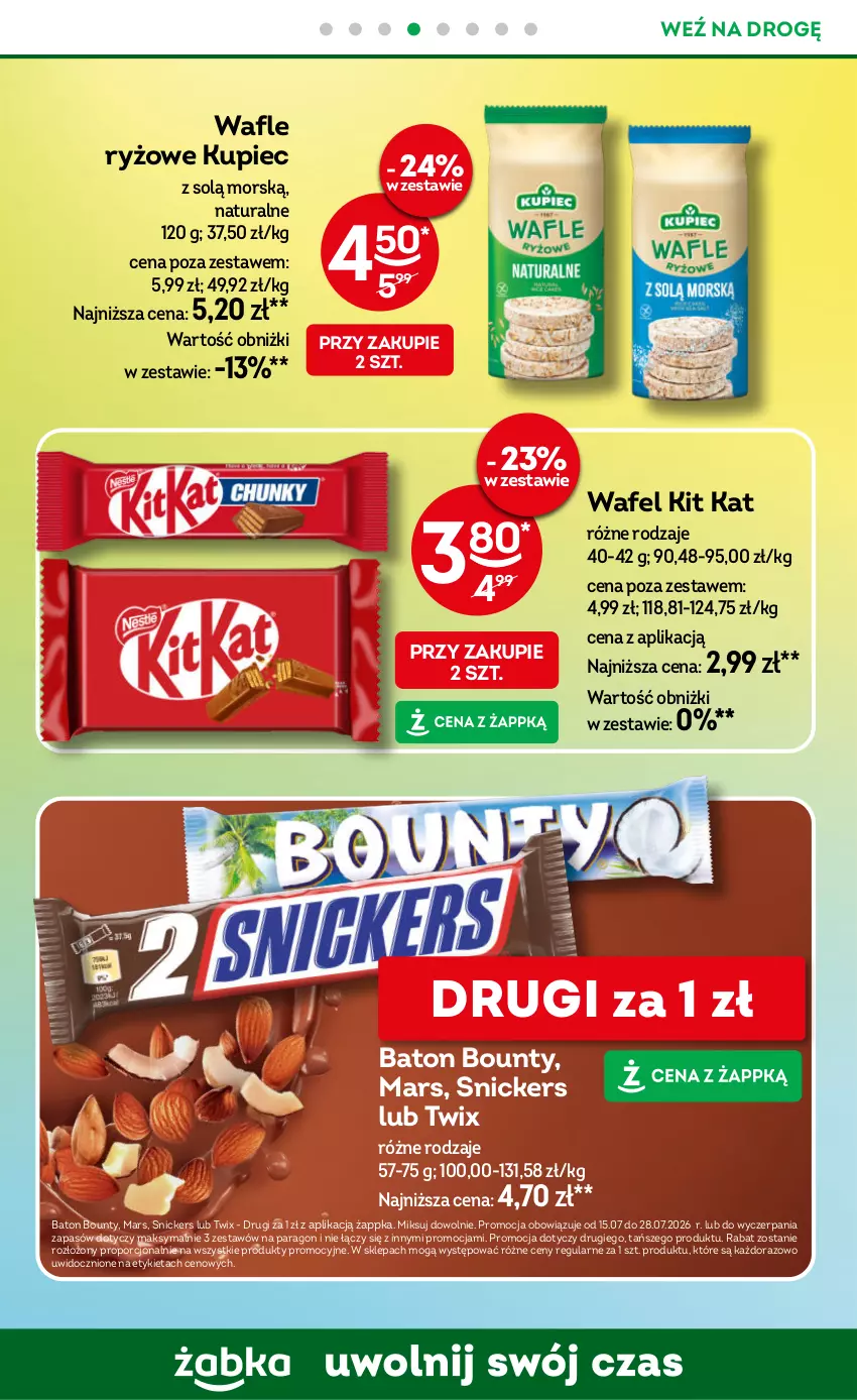 Gazetka promocyjna Żabka - gazetka-promocyjna-29-30-2026 - ważna 15.07 do 28.07.2026 - strona 65 - produkty: Baton, Bounty, Kit Kat, Kupiec, Mars, Piec, Por, Ryż, Snickers, Twix, Wafle