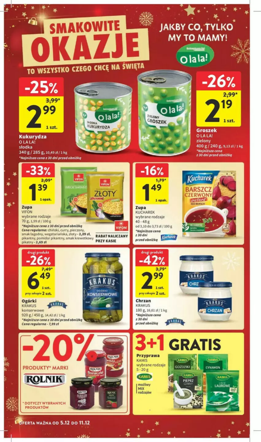 Gazetka promocyjna Intermarche - ważna 05.12 do 11.12.2024 - strona 28 - produkty: Chrzan, Fa, Groszek, Krakus, Kukurydza, Piec, Ser, Zupa