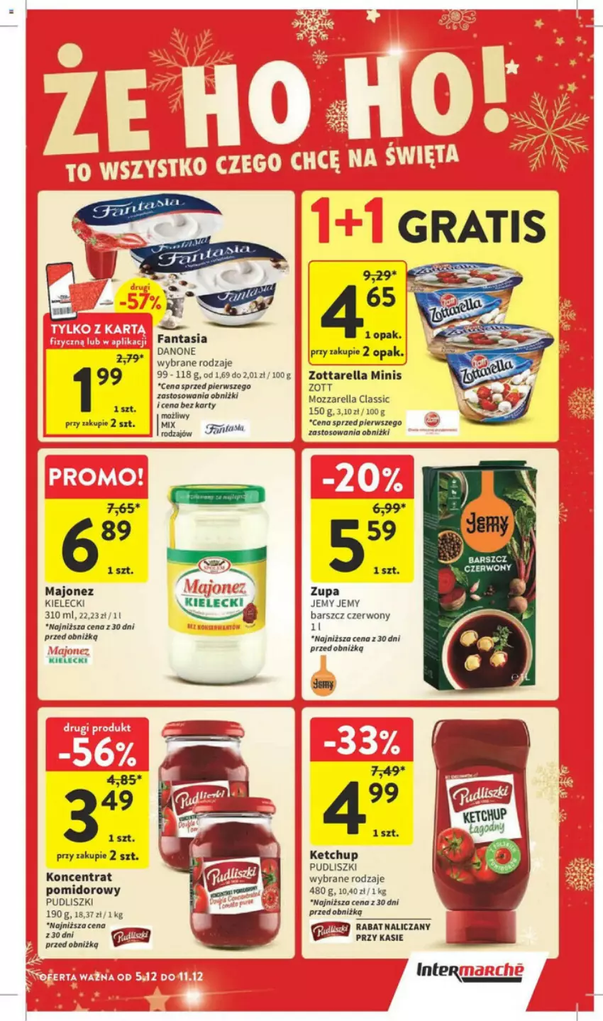 Gazetka promocyjna Intermarche - ważna 05.12 do 11.12.2024 - strona 3 - produkty: Fa, Fanta, Ketchup, Koncentrat pomidorowy, Majonez, Mozzarella, Pudliszki, Zott, Zottarella, Zupa