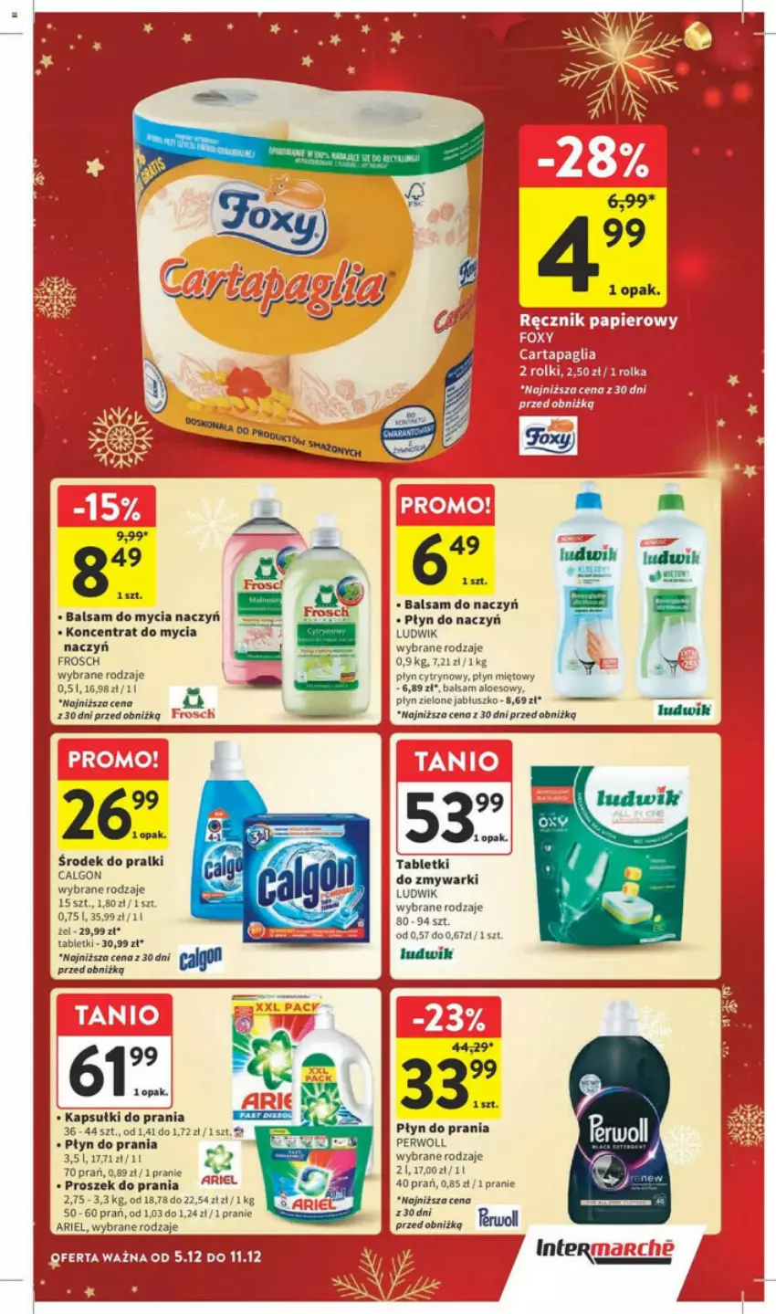 Gazetka promocyjna Intermarche - ważna 05.12 do 11.12.2024 - strona 33 - produkty: Ariel, Calgon, Do mycia naczyń, Frosch, Kapsułki do prania, Koncentrat do mycia naczyń, LG, Ludwik, Płyn do prania, Pralki, Proszek do prania, Tablet, Tabletki do zmywarki, Zmywarki