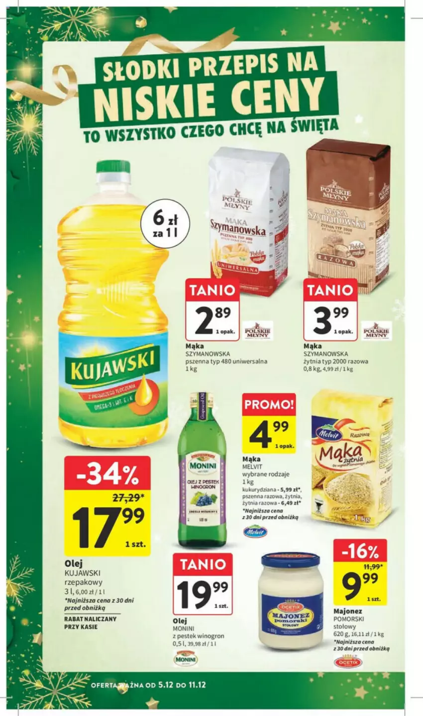 Gazetka promocyjna Intermarche - ważna 05.12 do 11.12.2024 - strona 34 - produkty: Kujawski, Majonez, Mąka, Melvit, Monini, Olej, Stek, Wino