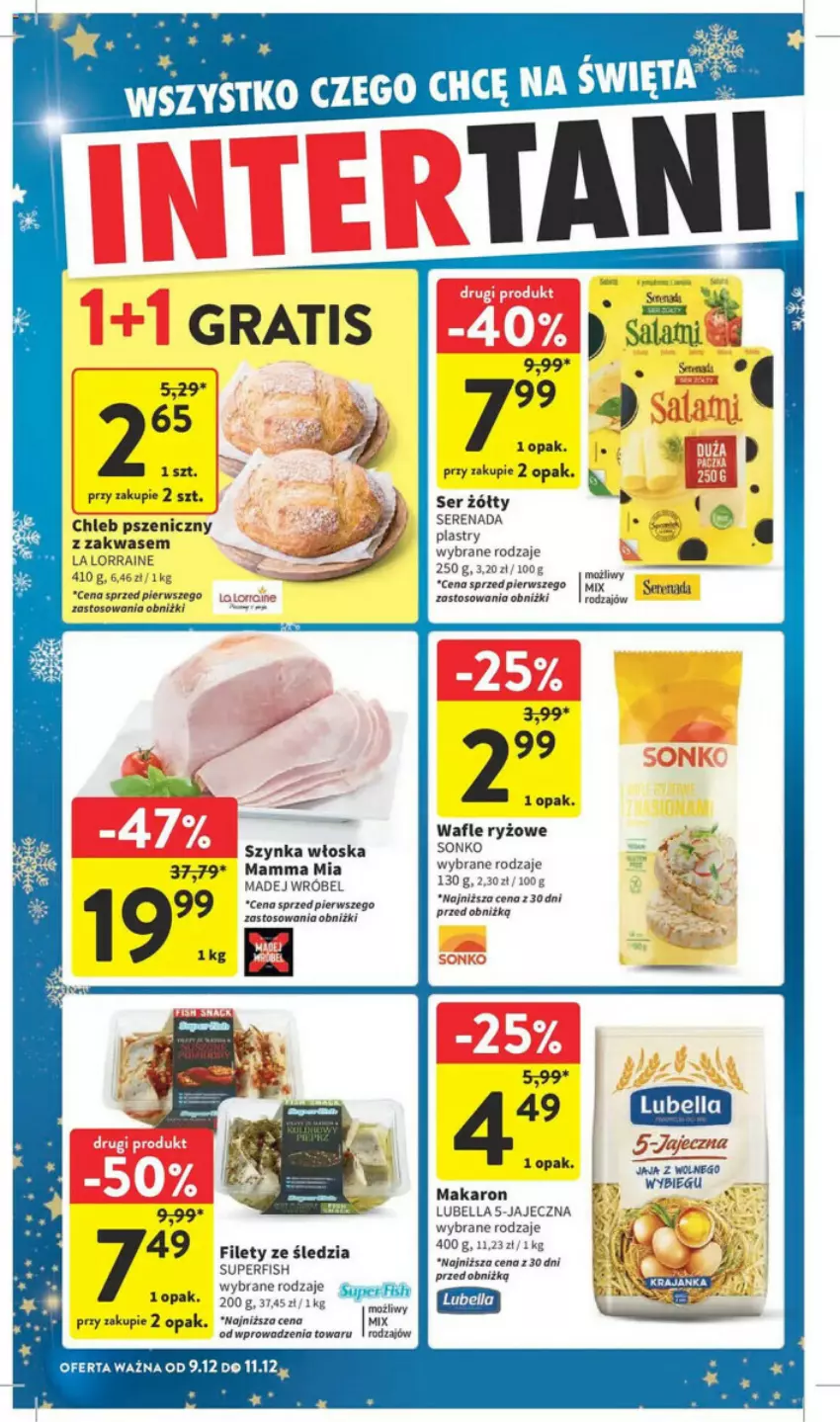 Gazetka promocyjna Intermarche - ważna 05.12 do 11.12.2024 - strona 41 - produkty: Bell, Bella, Chleb, Lubella, Madej Wróbel, Makaron, Ryż, Ser, Sonko, Szynka, Wafle