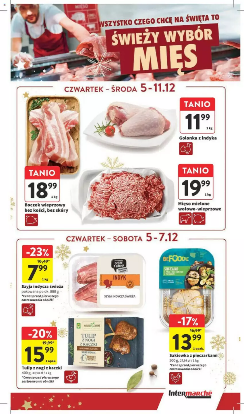 Gazetka promocyjna Intermarche - ważna 05.12 do 11.12.2024 - strona 9 - produkty: Boczek, Boczek wieprzowy, Golonka z indyka, Mięso, Mięso mielone, Piec, Pieczarka