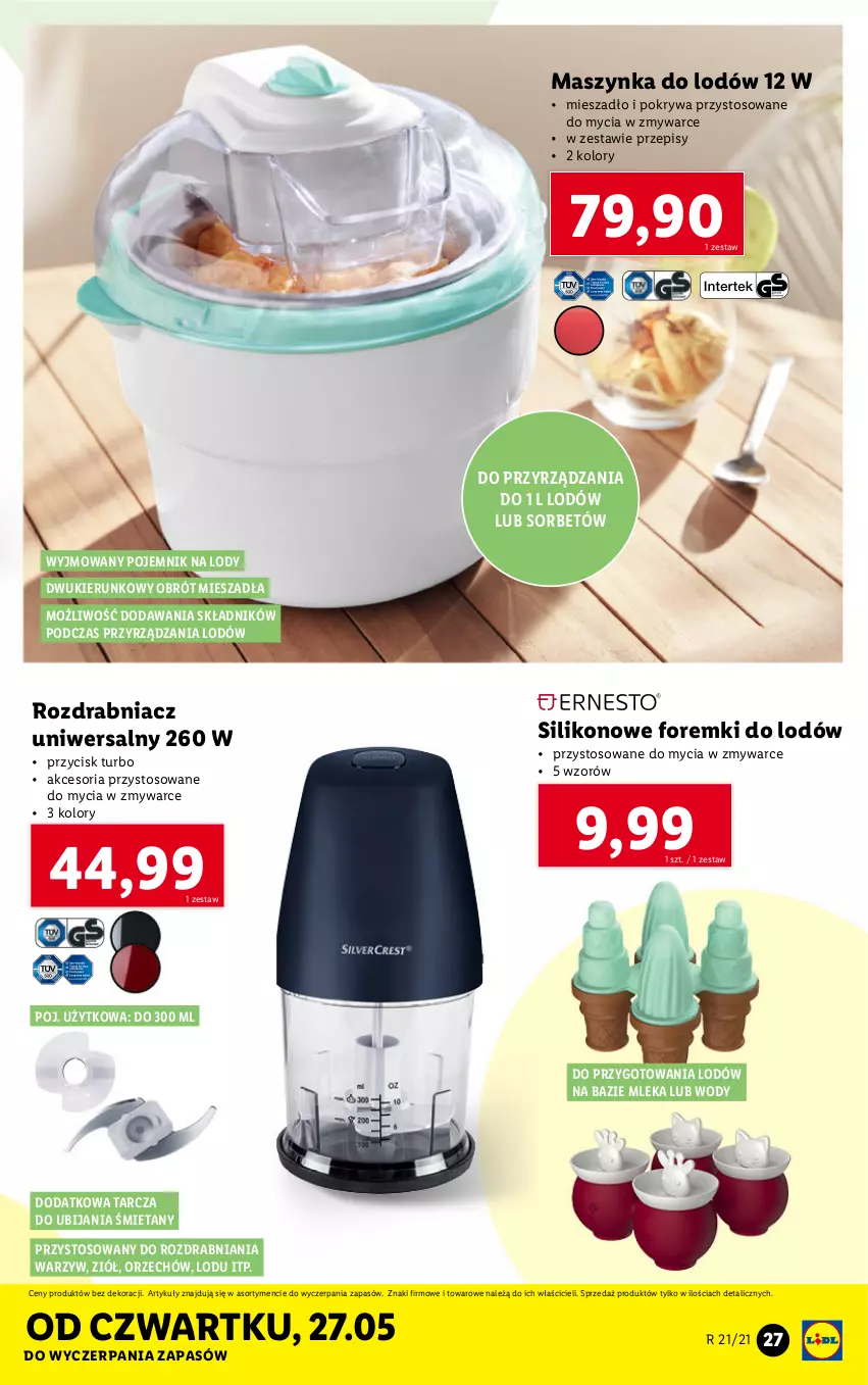 Gazetka promocyjna Lidl - GAZETKA - ważna 24.05 do 29.05.2021 - strona 27 - produkty: Foremki, Lody, Maszynka, Mieszadło, Pojemnik, Pokrywa, Rozdrabniacz, Szynka