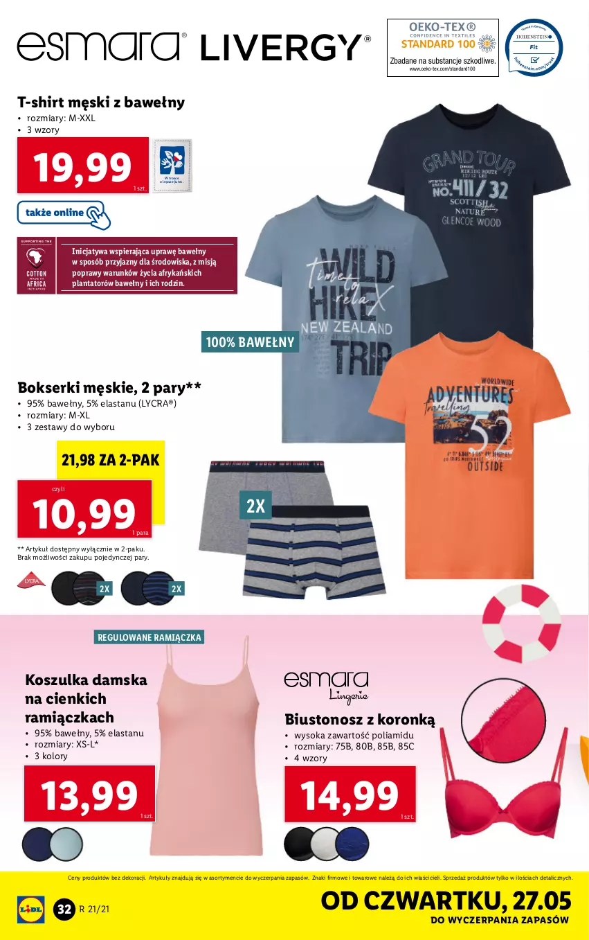 Gazetka promocyjna Lidl - GAZETKA - ważna 24.05 do 29.05.2021 - strona 32 - produkty: Biustonosz, Bokserki, Kosz, Koszulka, Ser, Sok, T-shirt