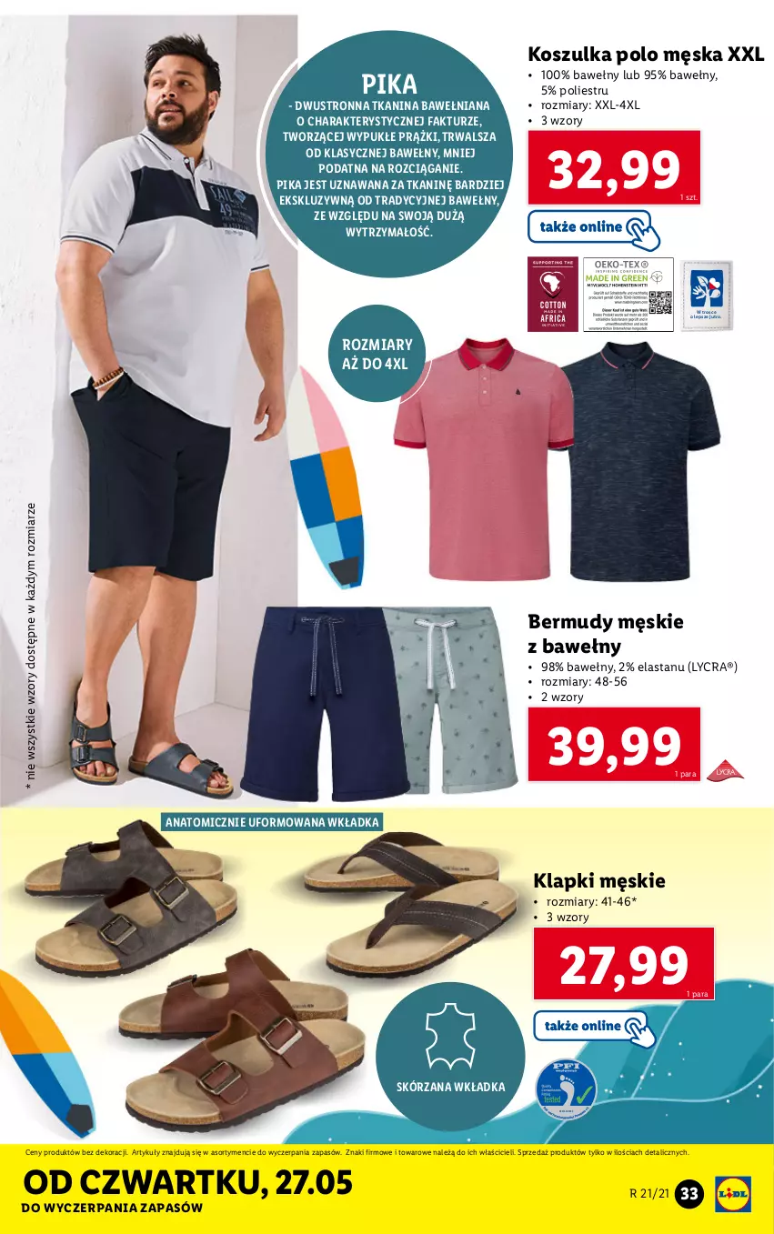 Gazetka promocyjna Lidl - GAZETKA - ważna 24.05 do 29.05.2021 - strona 33 - produkty: Atomic, Bermudy, Fa, Klapki, Kosz, Koszulka