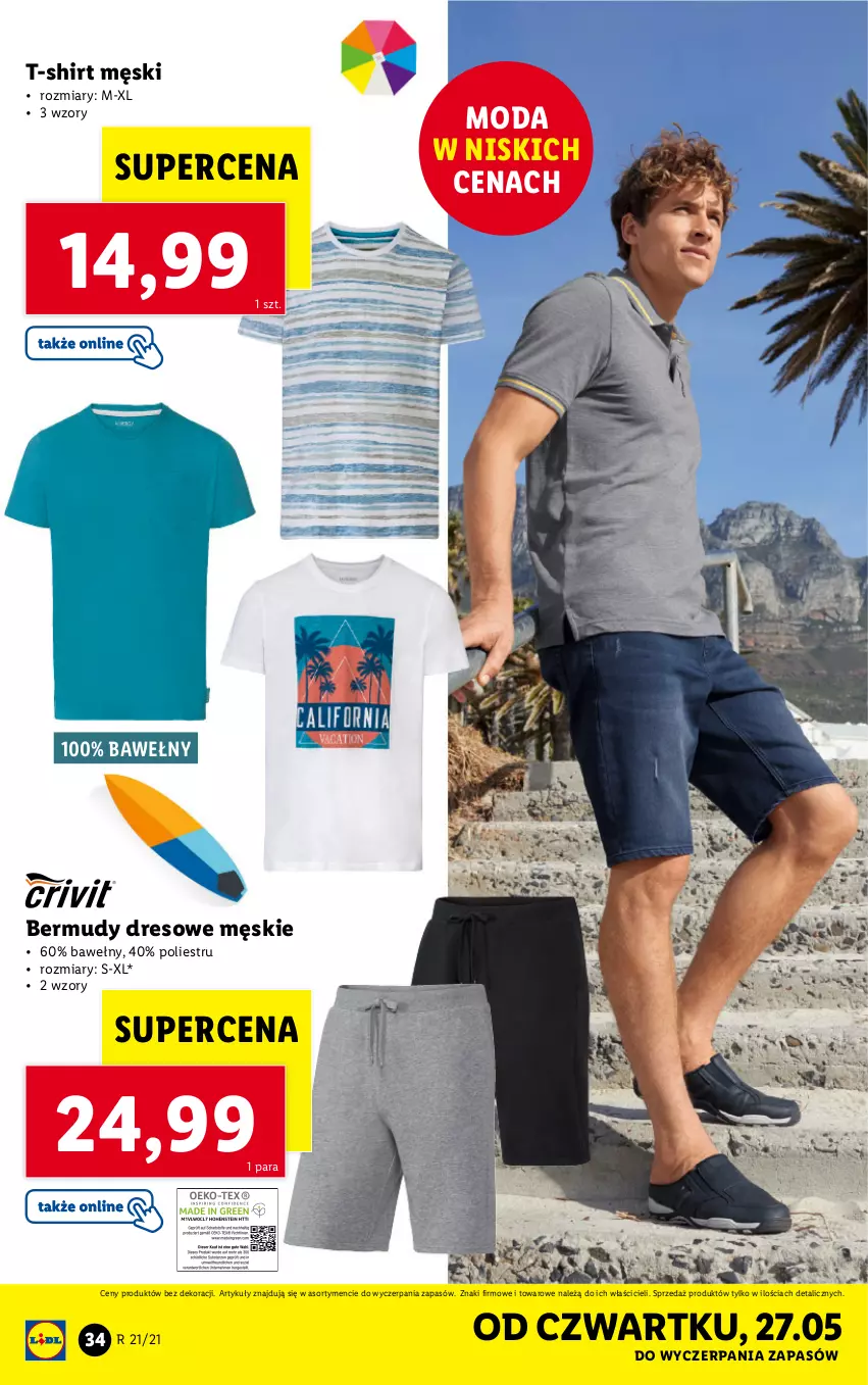 Gazetka promocyjna Lidl - GAZETKA - ważna 24.05 do 29.05.2021 - strona 34 - produkty: Bermudy, Dres, Moda, T-shirt