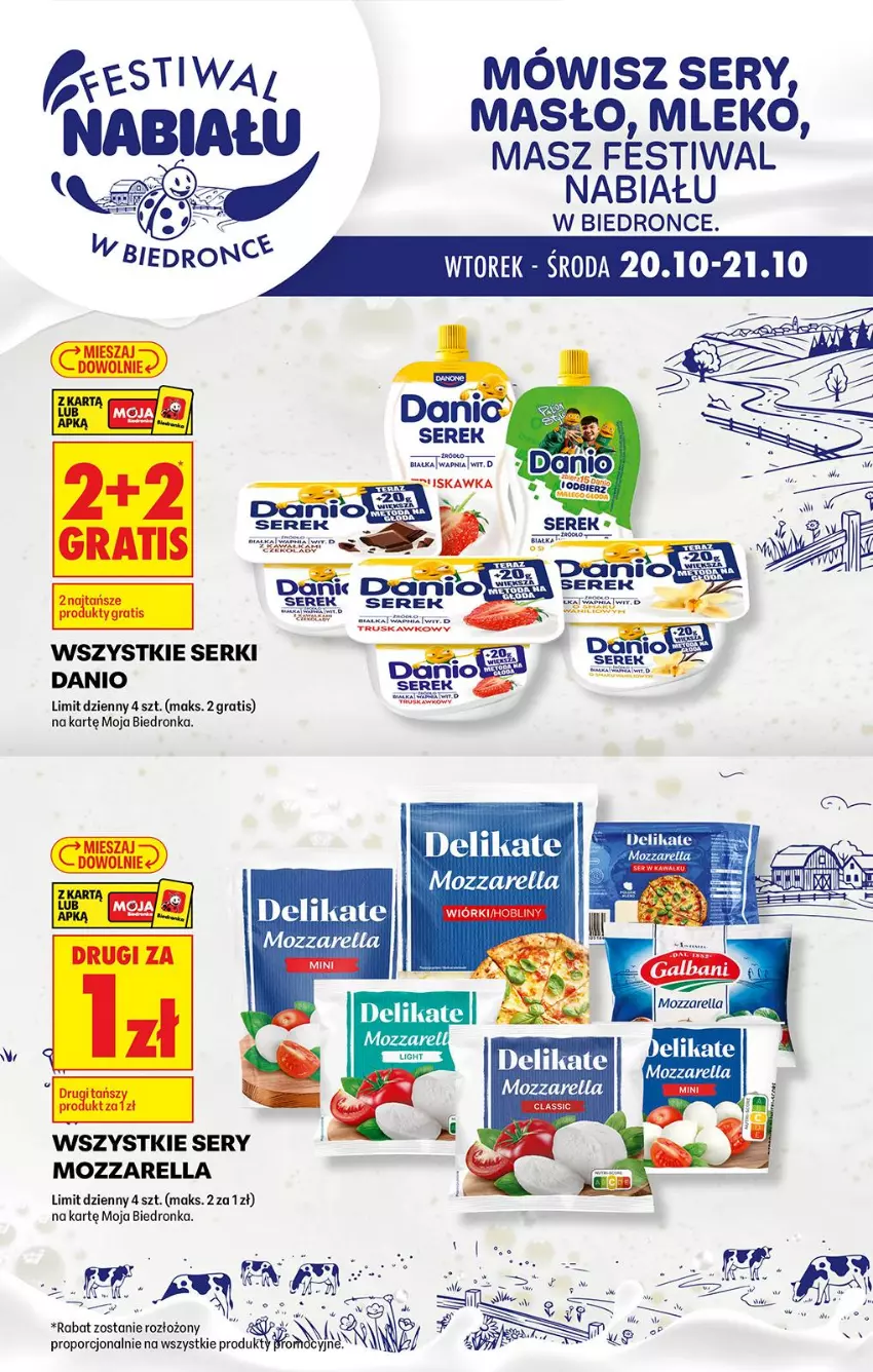 Gazetka promocyjna Biedronka - Gazetka - ważna 20.10 do 27.10.2026 - strona 1 - produkty: Danio, Gra, Masło, Mleko, Mozzarella, Por, Ser, Serek