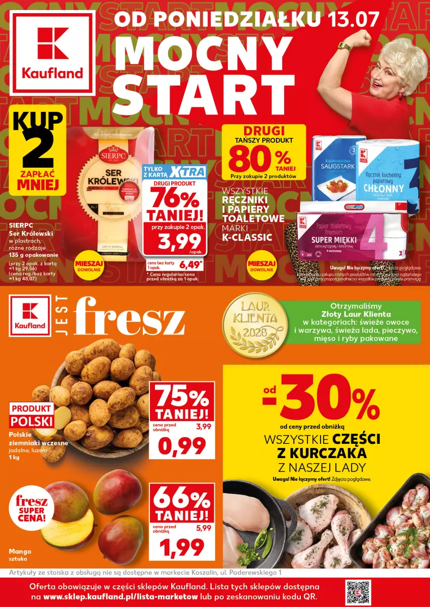 Gazetka promocyjna Kaufland - Mocny Start - ważna 13.07 do 15.07.2026 - strona 1 - produkty: Laur, Mięso, Owoce, Papier, Piec, Pieczywo, Ręcznik, Warzywa, Ziemniaki