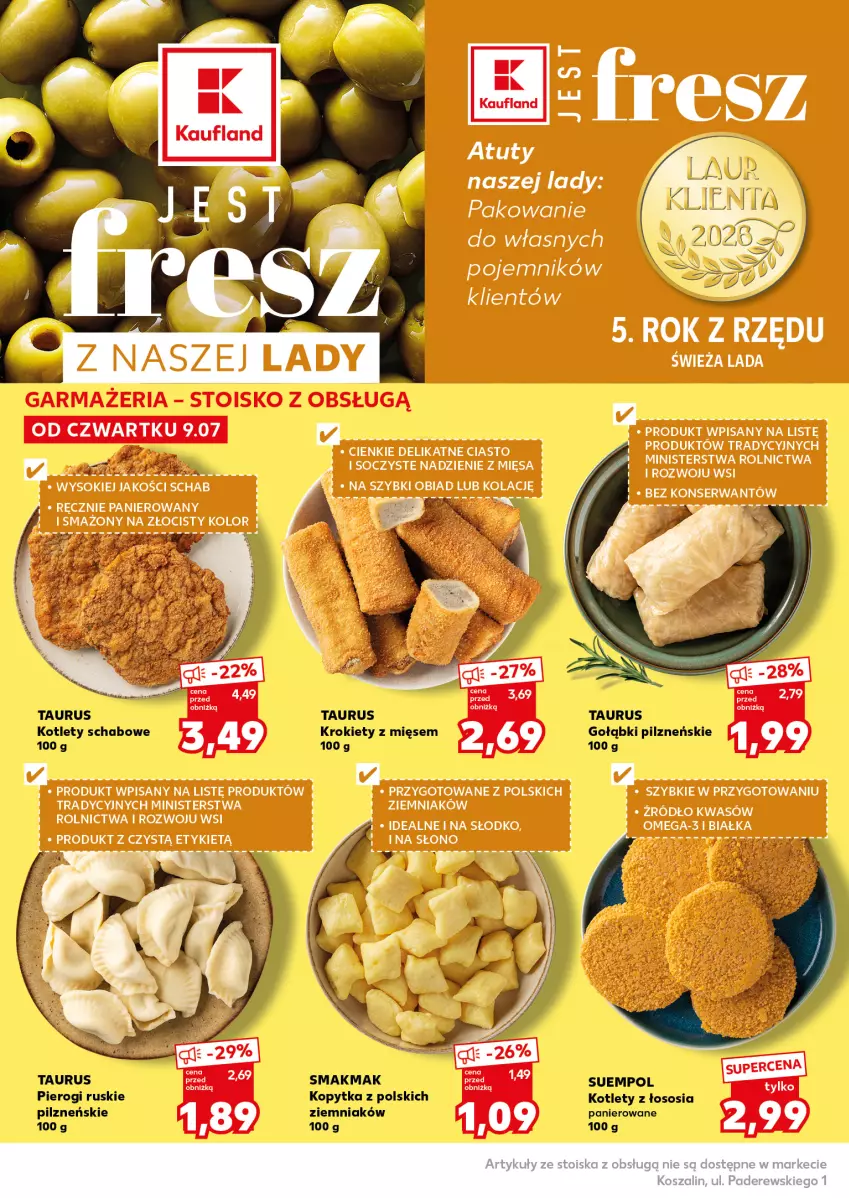 Gazetka promocyjna Kaufland - Mocny Start - ważna 13.07 do 15.07.2026 - strona 24 - produkty: Kopytka, Kotlet, Krokiety, Omega-3, Pierogi, Pojemnik, Sok, Sos, Suempol
