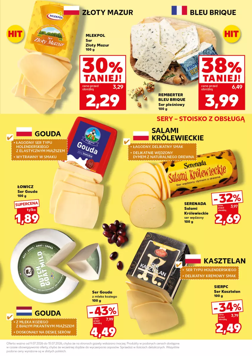Gazetka promocyjna Kaufland - Mocny Start - ważna 13.07 do 15.07.2026 - strona 25 - produkty: Gouda, Kasztelan, Salami, Ser, Ser Kasztelan, Ser pleśniowy, Woda, Złoty Mazur