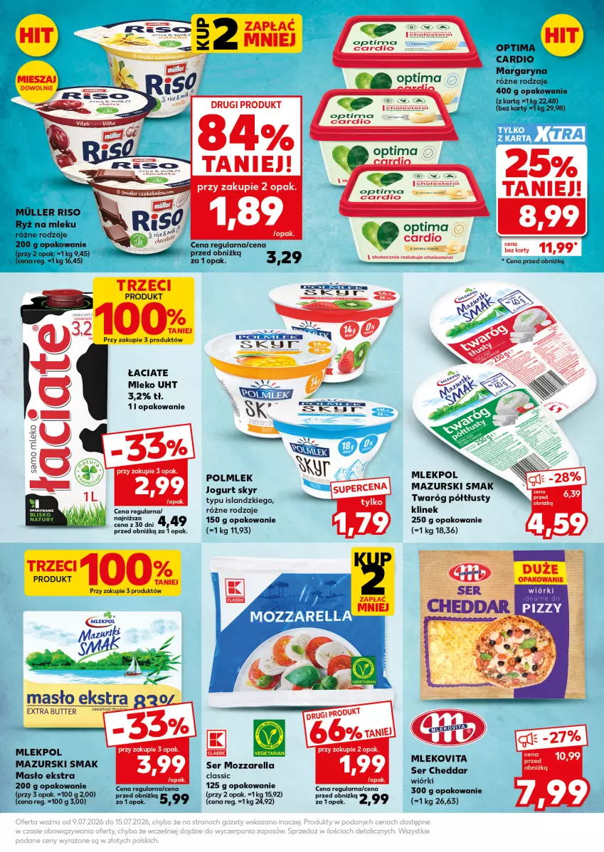 Gazetka promocyjna Kaufland - Mocny Start - ważna 13.07 do 15.07.2026 - strona 31 - produkty: Cheddar, Fa, Isla, Jogurt, Margaryna, Masło, Mleko, Mlekovita, Mozzarella, Optima, Optima Cardio, POLMLEK, Ryż, Ryż na mleku, Ser, Twaróg, Twaróg półtłusty