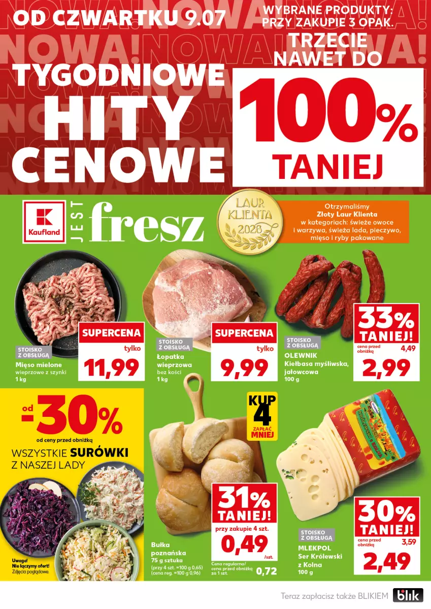 Gazetka promocyjna Kaufland - Mocny Start - ważna 13.07 do 15.07.2026 - strona 8 - produkty: Kiełbasa, Królewski, Laur, Mięso, Mięso mielone, Owoce, Piec, Pieczywo, Ser, Warzywa