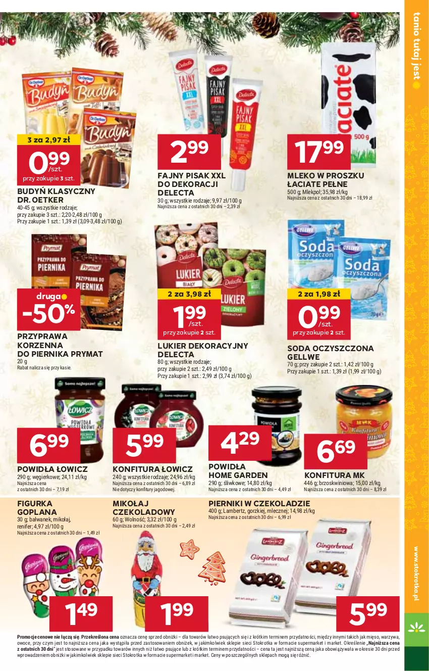 Gazetka promocyjna Stokrotka - Market - ważna 12.12 do 18.12.2024 - strona 19 - produkty: Budyń, Delecta, Dr. Oetker, Fa, Goplana, HP, Konfitura, LANA, Mleko, Mleko w proszku, Piernik, Pierniki w czekoladzie, Prymat, Soda oczyszczona