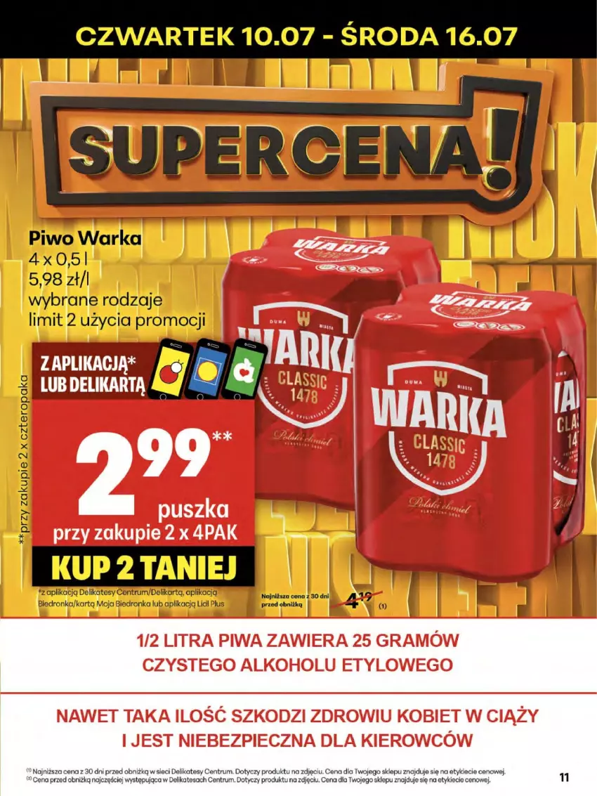 Gazetka promocyjna Delikatesy Centrum - Franczyza DC28 Czwartek - ważna 10.07 do 16.07.2025 - strona 11 - produkty: Gra, Piec, Piwa, Piwo, Rum, Warka