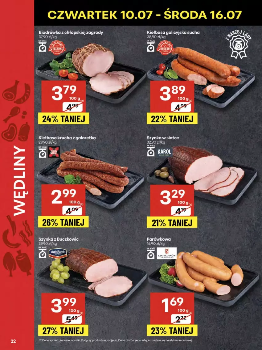 Gazetka promocyjna Delikatesy Centrum - Franczyza DC28 Czwartek - ważna 10.07 do 16.07.2025 - strona 22 - produkty: Gala, Kiełbasa, Kiełbasa galicyjska, Kiełbasa krucha, Sezam, Szynka