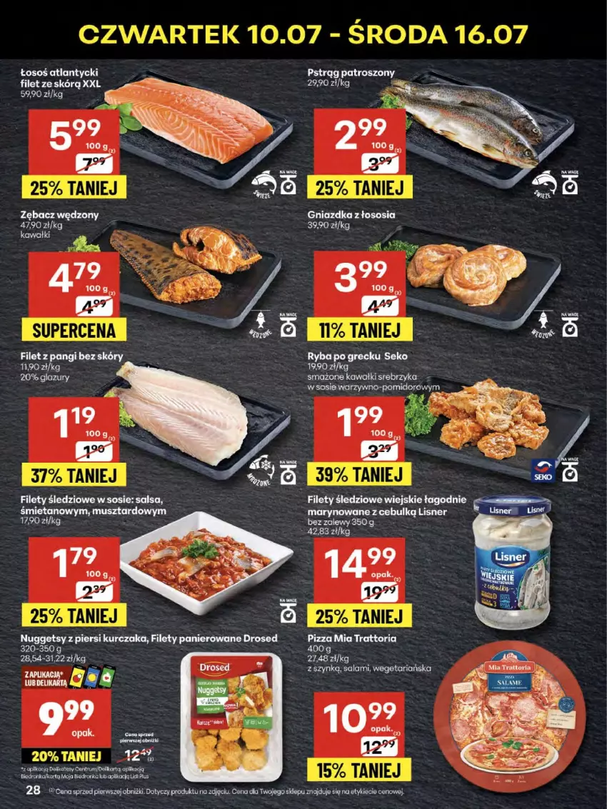 Gazetka promocyjna Delikatesy Centrum - Franczyza DC28 Czwartek - ważna 10.07 do 16.07.2025 - strona 28 - produkty: Kawa, Kurczak, Lazur, Lisner, Pizza, Pstrąg, Ryba, Ryba po grecku, Salami, Salsa, SEKO, Sos