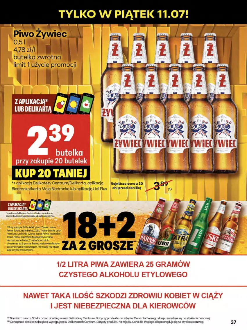 Gazetka promocyjna Delikatesy Centrum - Franczyza DC28 Czwartek - ważna 10.07 do 16.07.2025 - strona 37 - produkty: Harnaś, Kasztelan, Koc, Lech Premium, Orka, Piwa, Piwo, Rum, Tatra, Tyskie, Warka