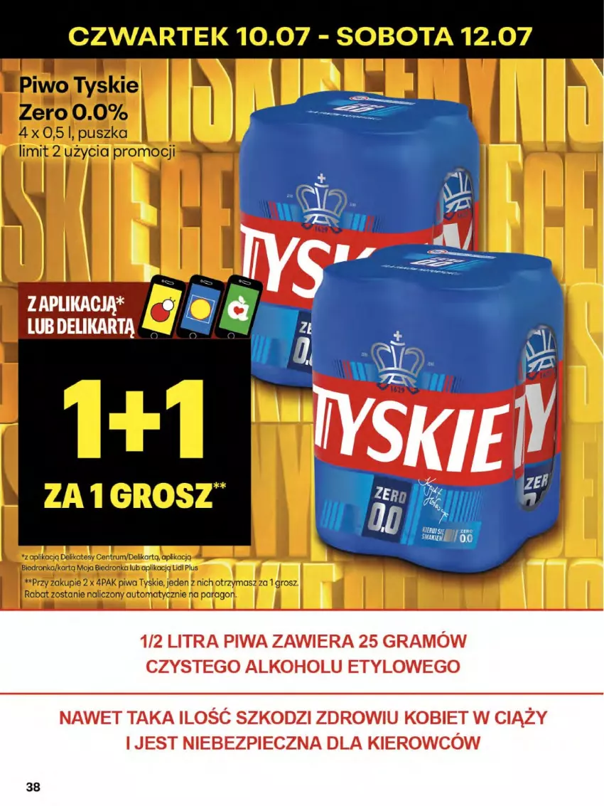 Gazetka promocyjna Delikatesy Centrum - Franczyza DC28 Czwartek - ważna 10.07 do 16.07.2025 - strona 38 - produkty: Piwa, Piwo, Rum, Tyskie