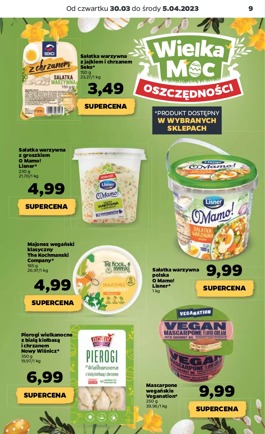 Gazetka promocyjna Netto - Artykuły spożywcze - ważna 30.03 do 05.04.2023 - strona 9 - produkty: Chrzan, Koc, Lisner, Majonez, Mascarpone, Pierogi, Sałat, Sałatka, Sałatka warzywna, SEKO